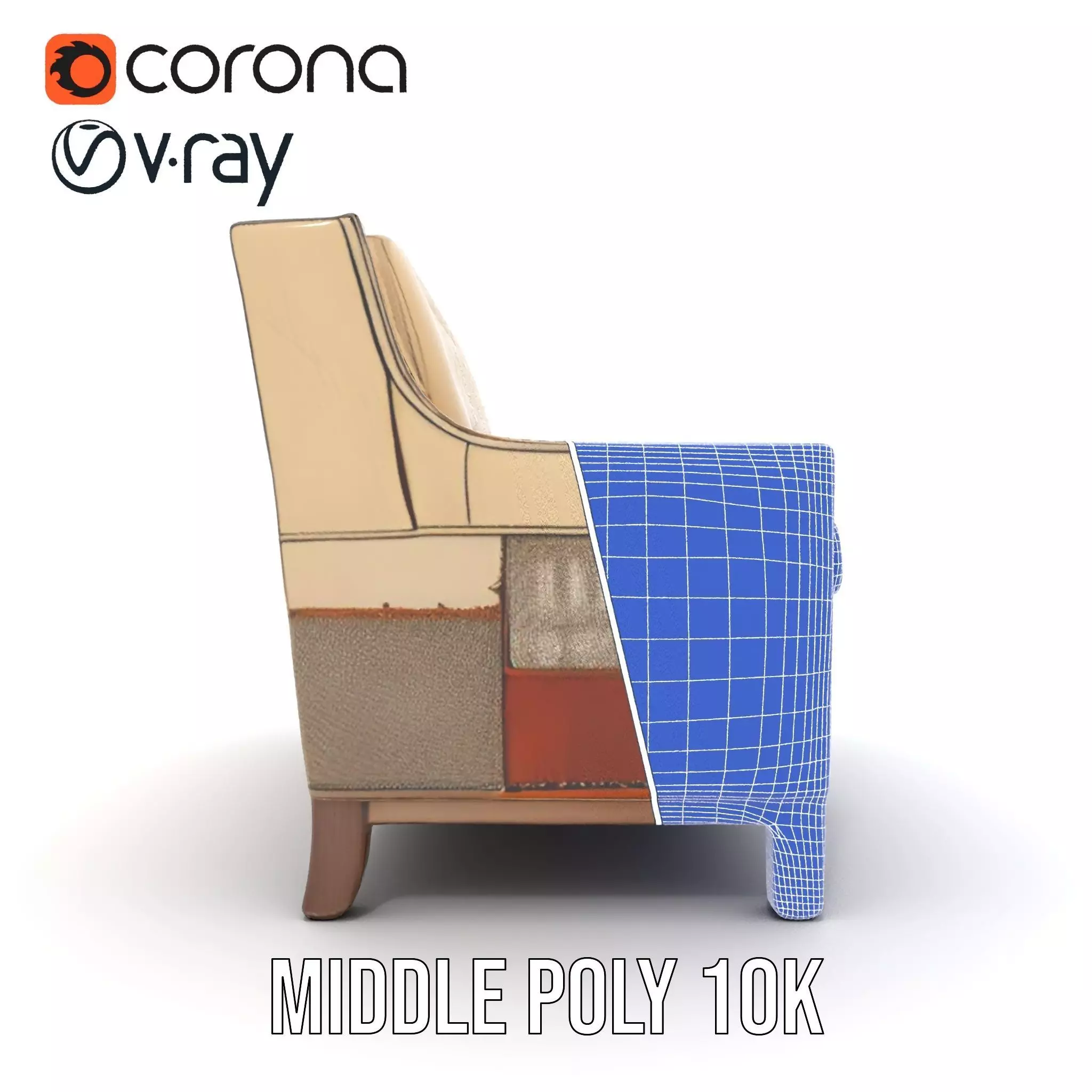 Patchwork Leather Sofa model pack Low-poly 3D model_27