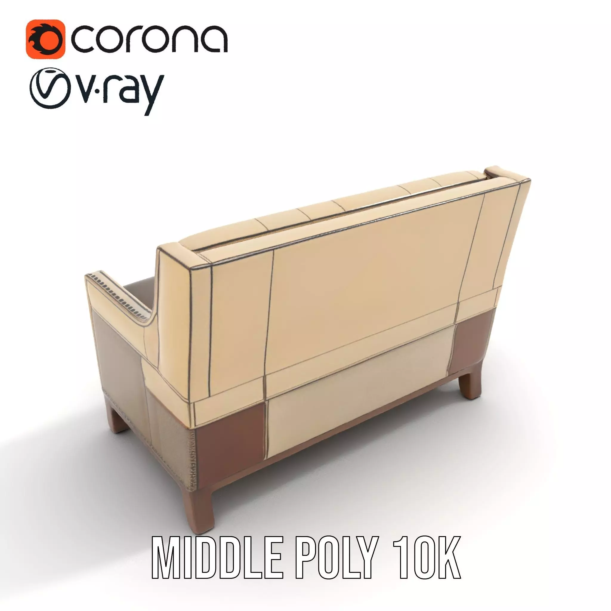 Patchwork Leather Sofa model pack Low-poly 3D model_6