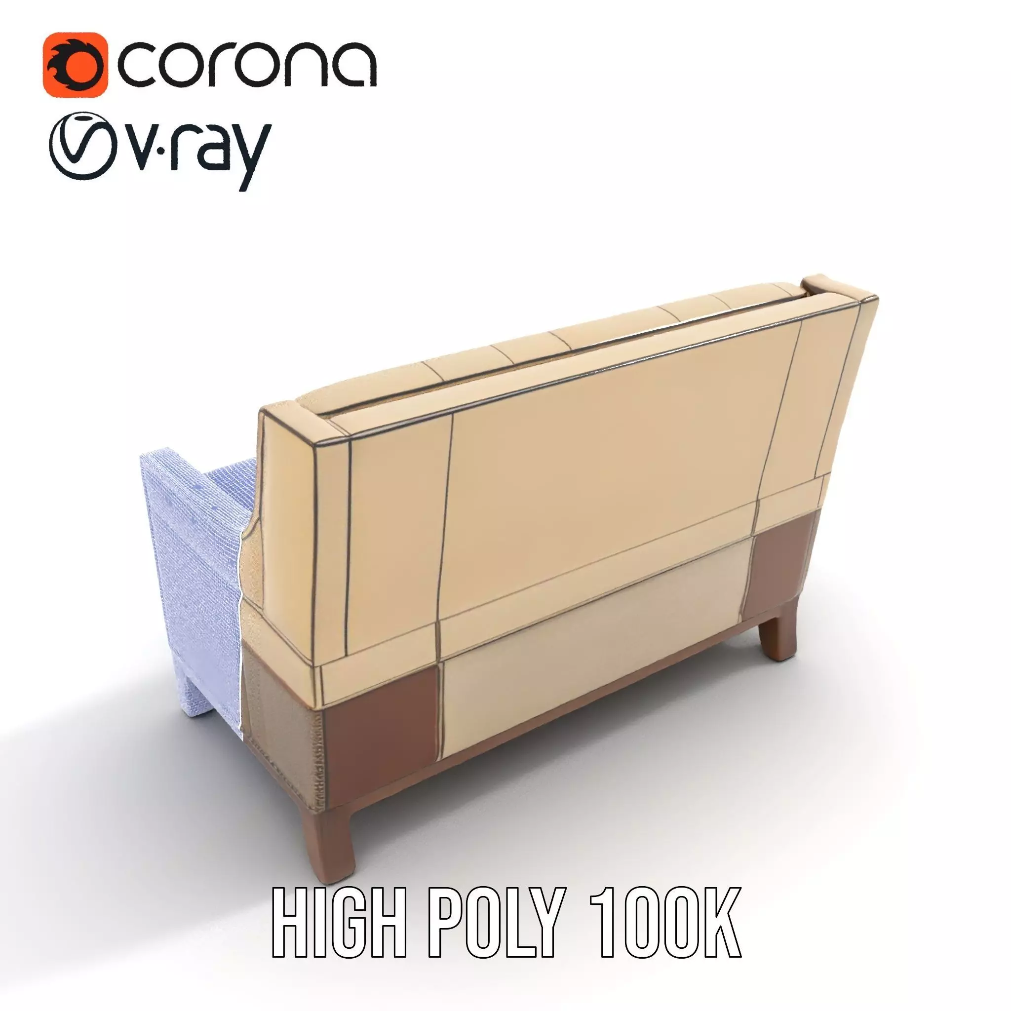 Patchwork Leather Sofa model pack Low-poly 3D model_32