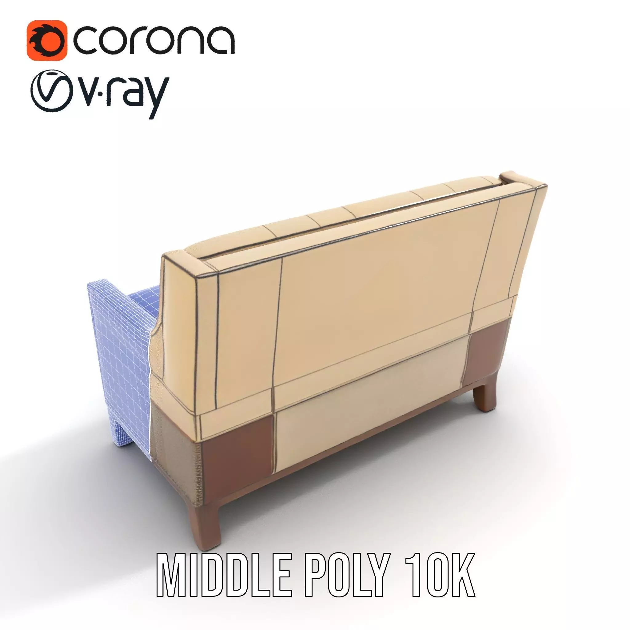 Patchwork Leather Sofa model pack Low-poly 3D model_24