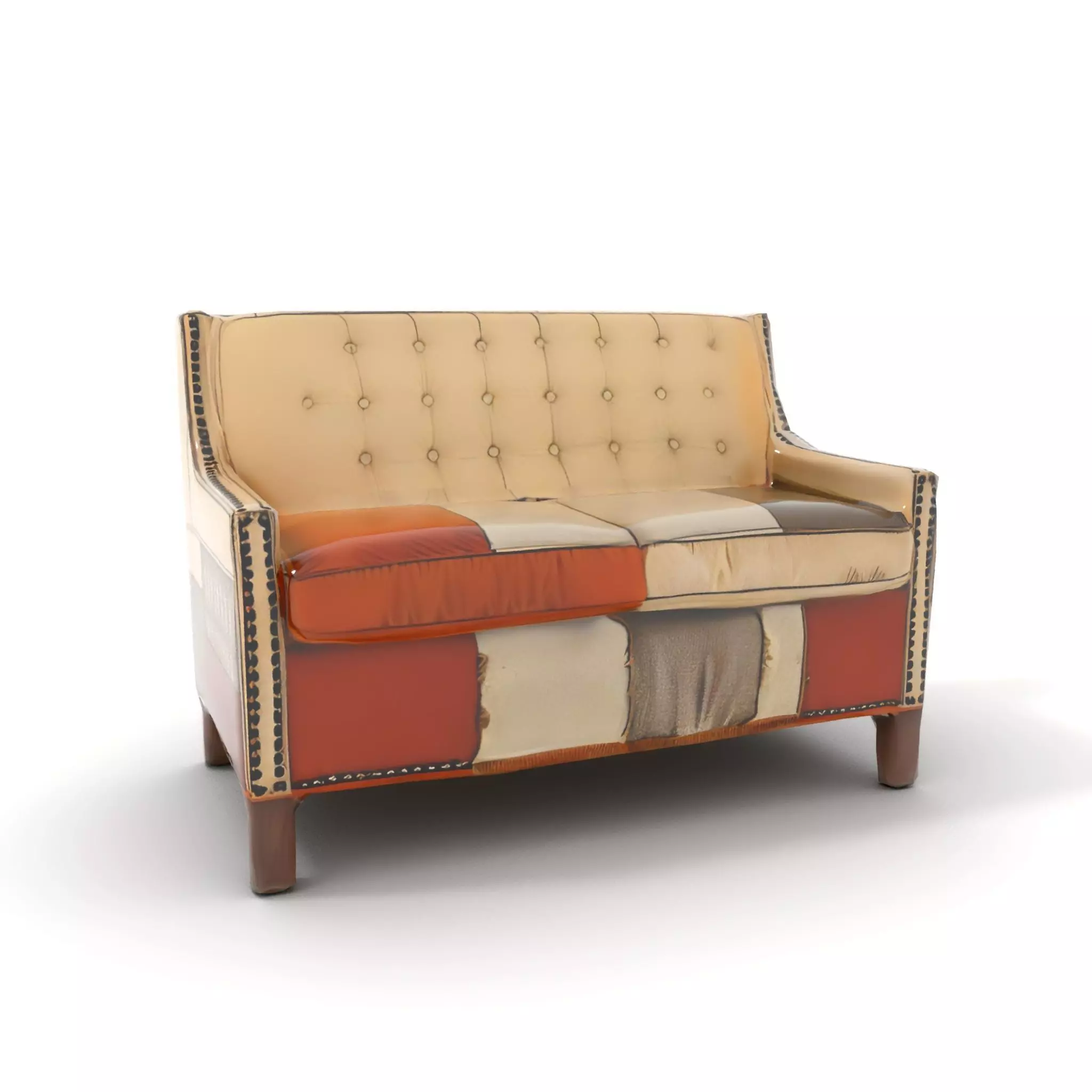 Patchwork Leather Sofa model pack Low-poly 3D model_9