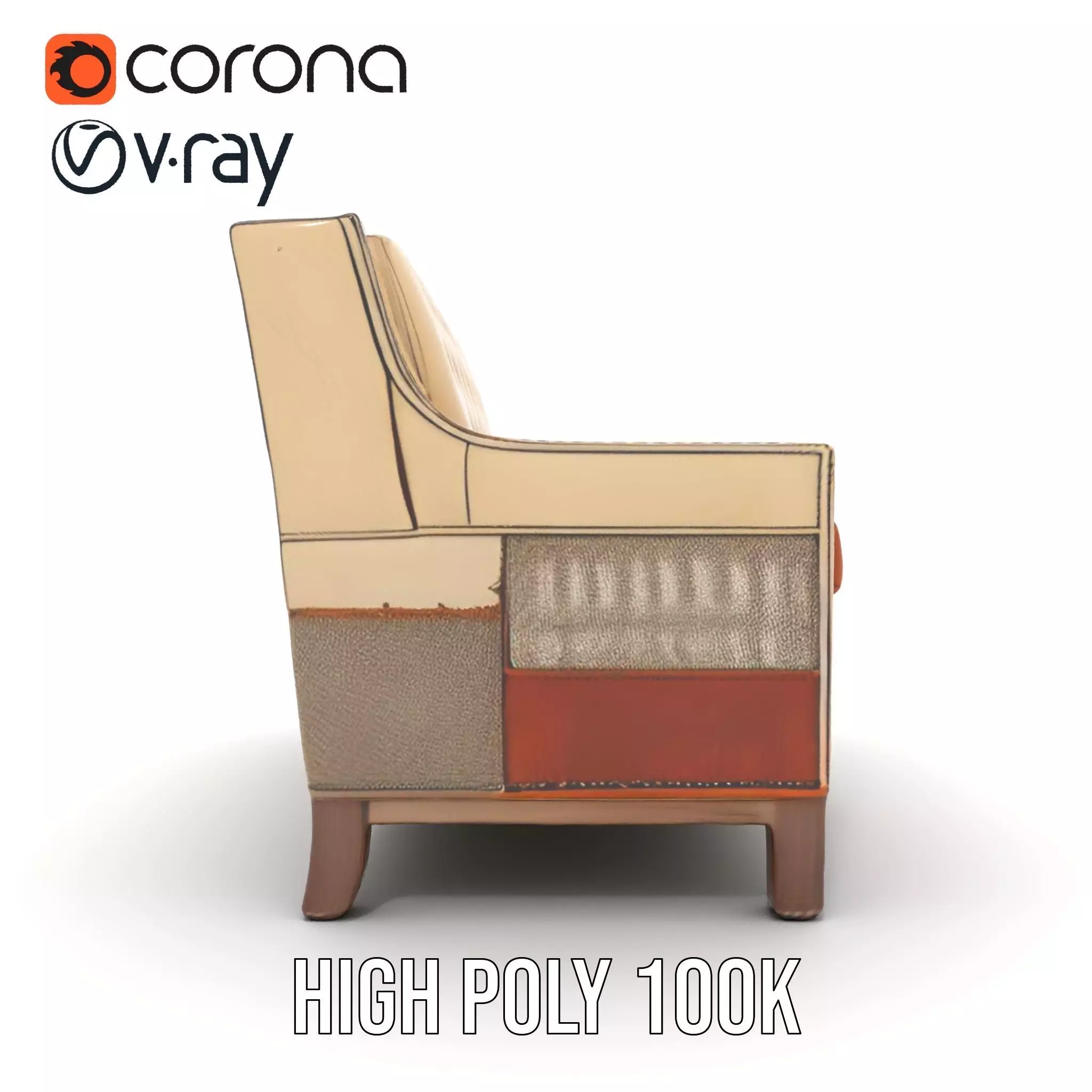 Patchwork Leather Sofa model pack Low-poly 3D model_23