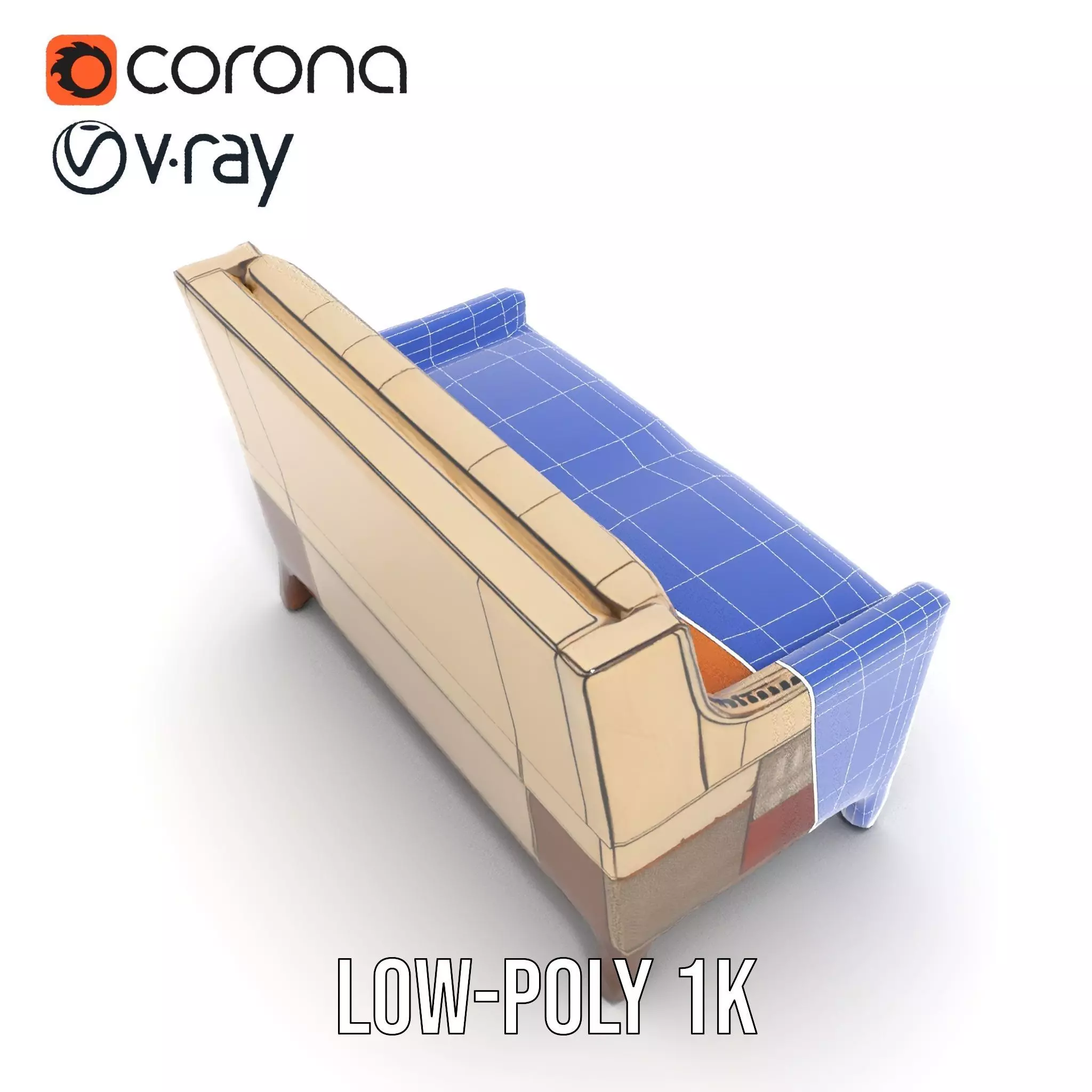 Patchwork Leather Sofa model pack Low-poly 3D model_19