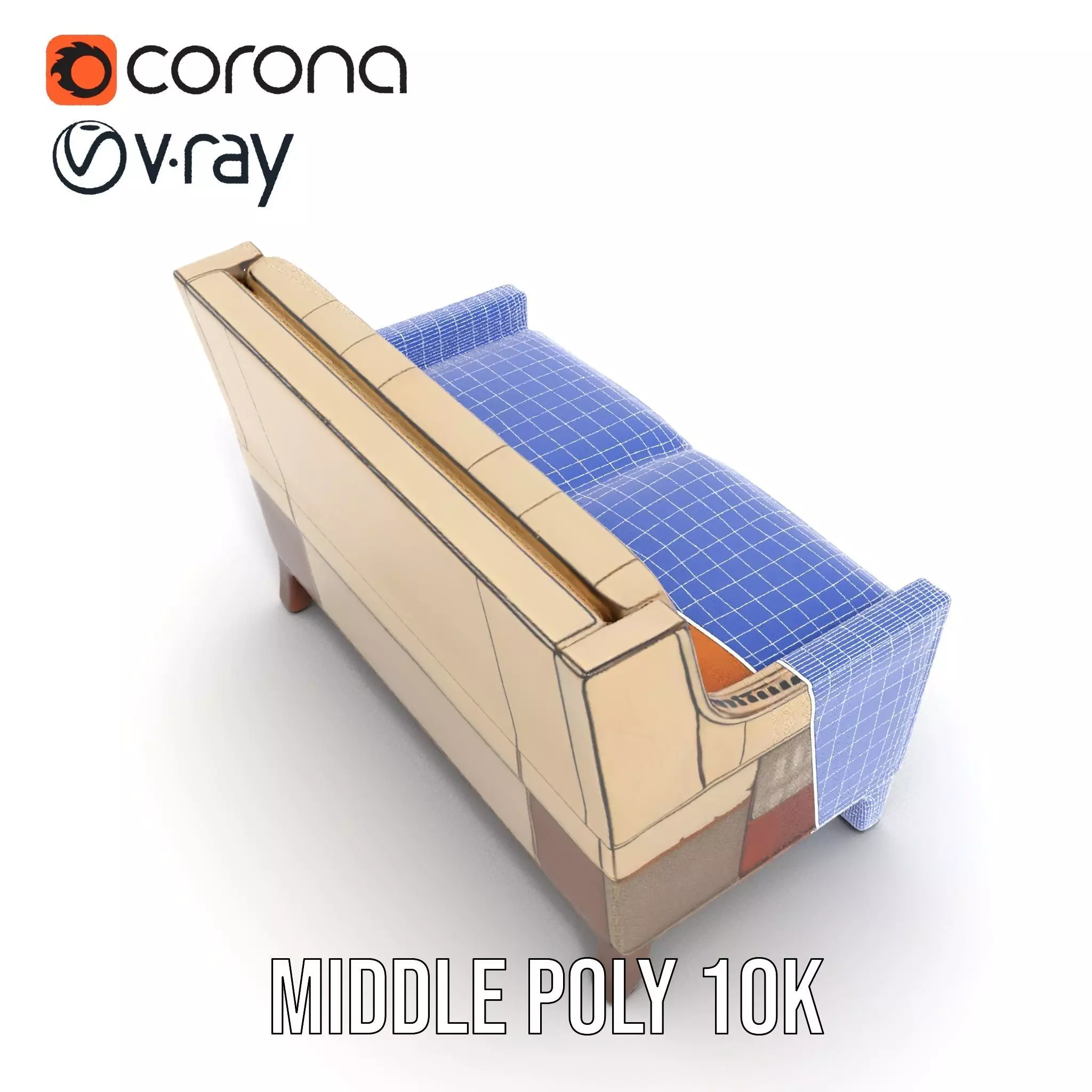 Patchwork Leather Sofa model pack Low-poly 3D model_21