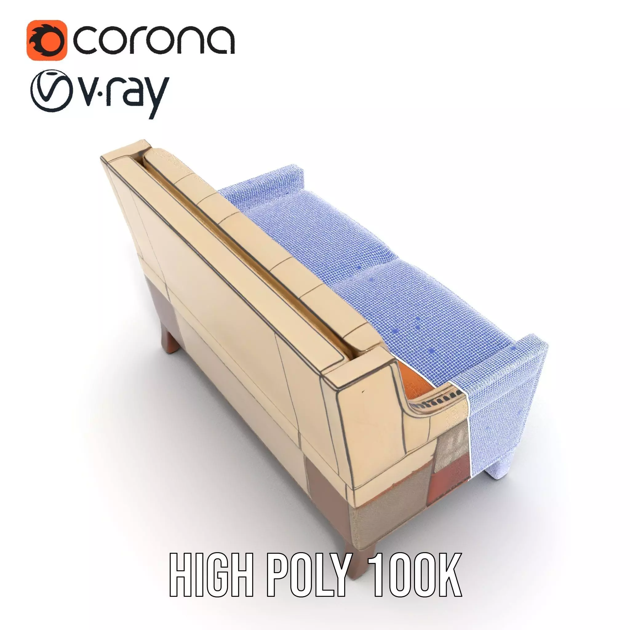 Patchwork Leather Sofa model pack Low-poly 3D model_31