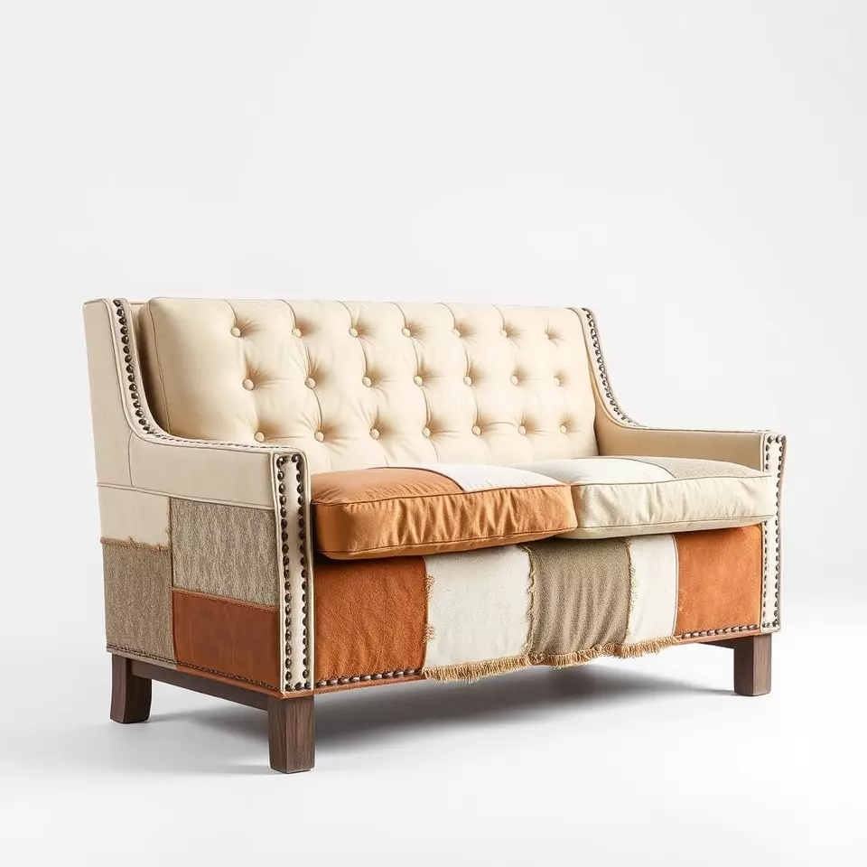 Patchwork Leather Sofa model pack Low-poly 3D model_2