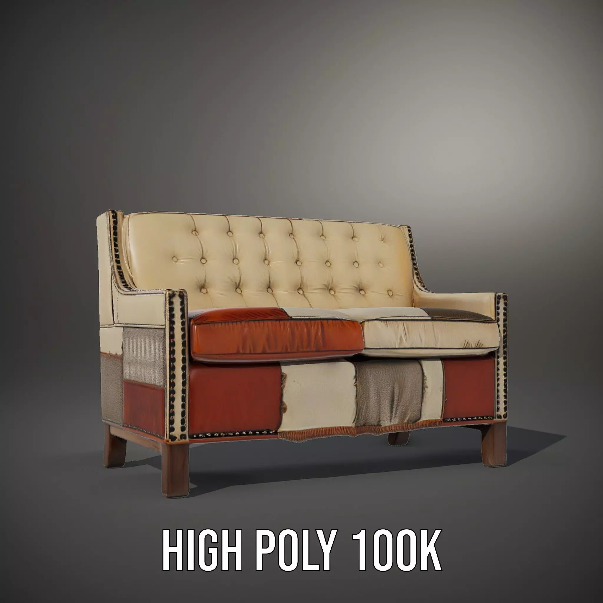 Patchwork Leather Sofa model pack Low-poly 3D model_10