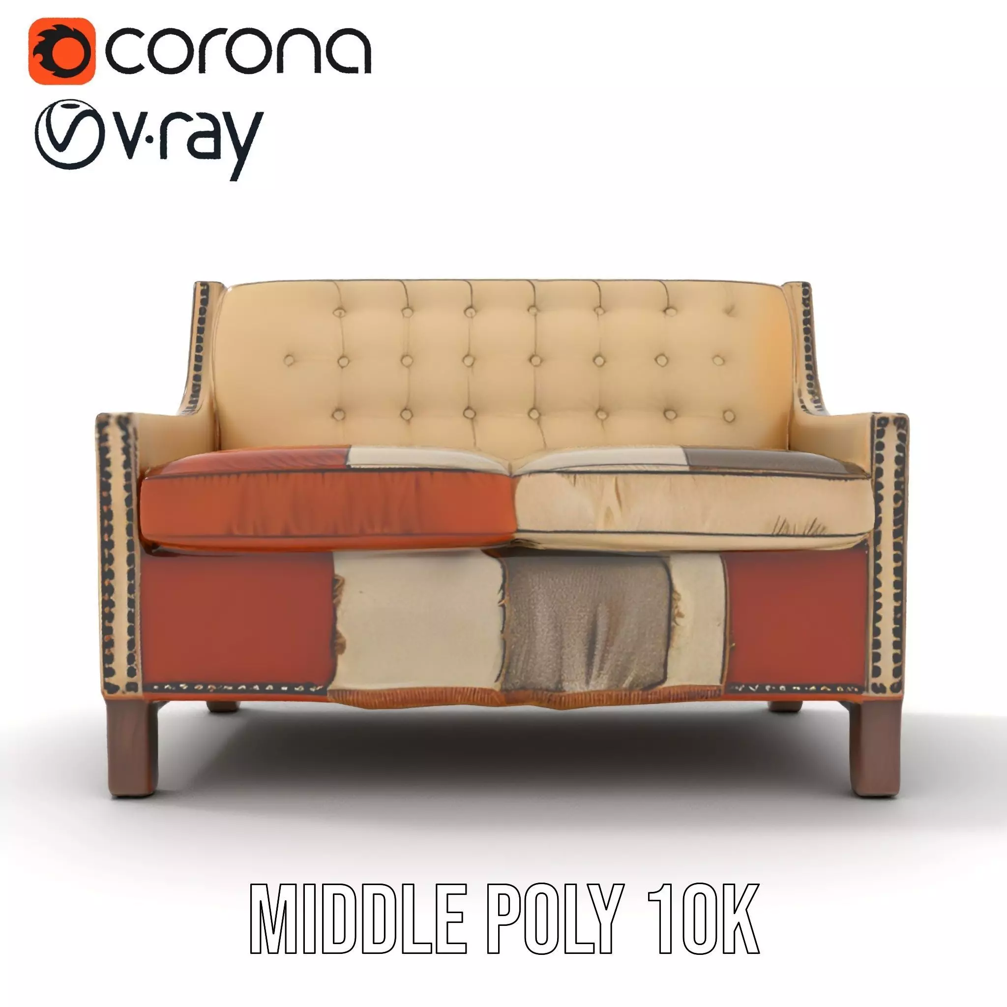 Patchwork Leather Sofa model pack Low-poly 3D model_11