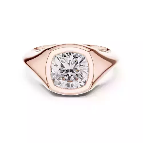 Solitaire Bezel Set Cushion Cut Taper Shank Wedding Ring Video