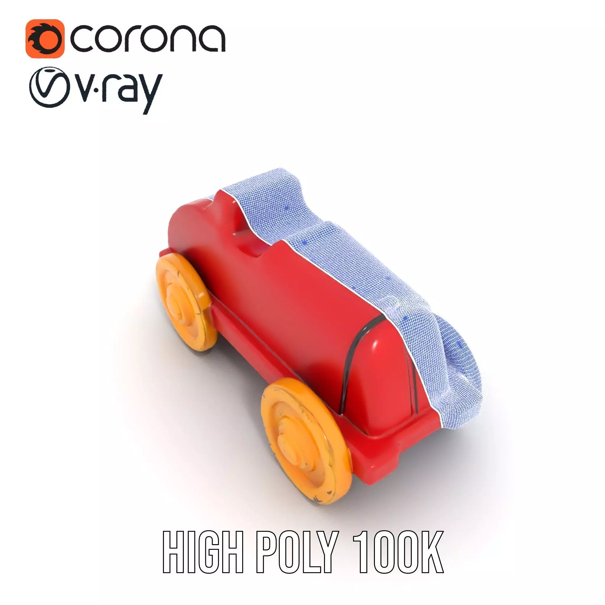 Vintage Red Racer model pack Low-poly 3D model_29