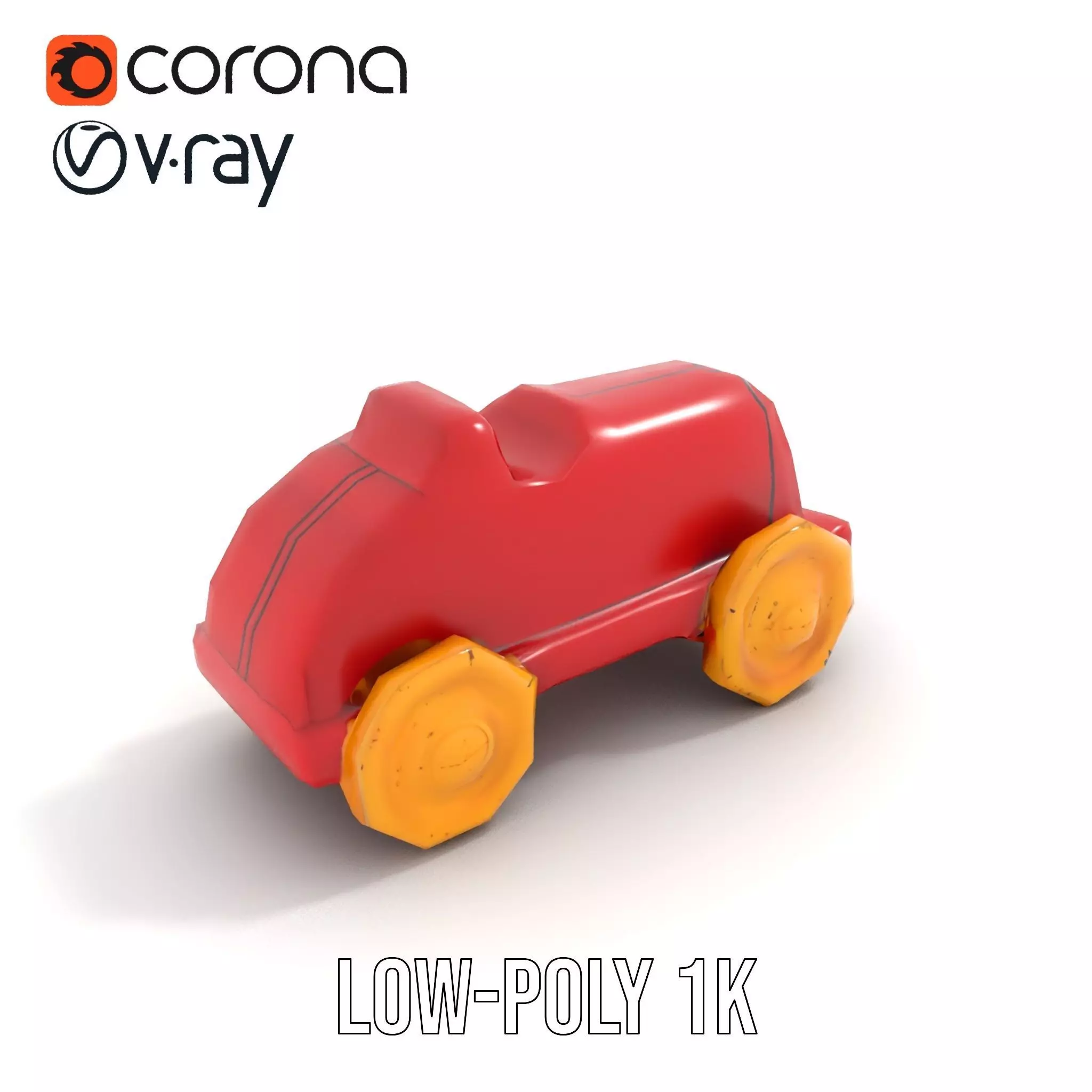 Vintage Red Racer model pack Low-poly 3D model_14