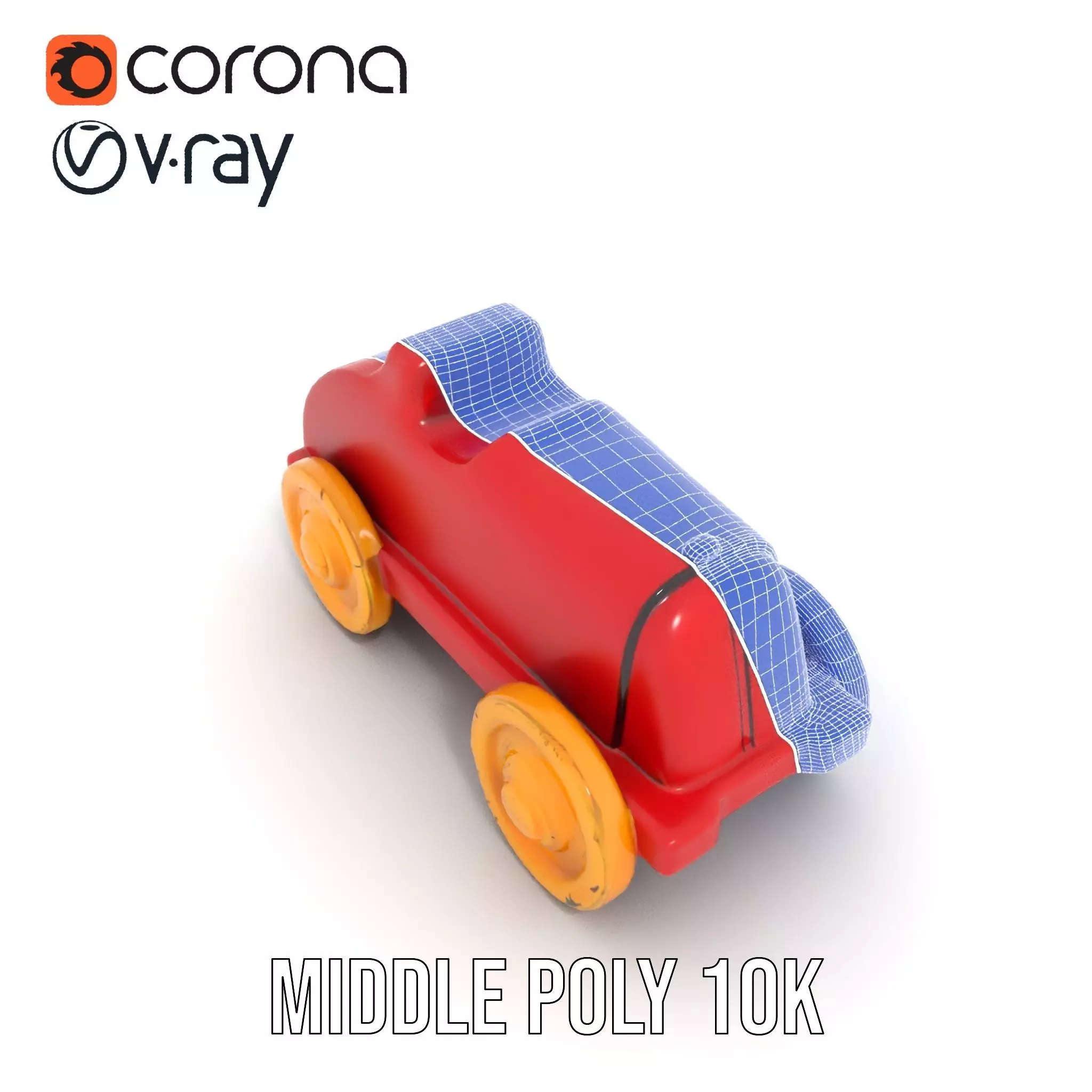 Vintage Red Racer model pack Low-poly 3D model_16