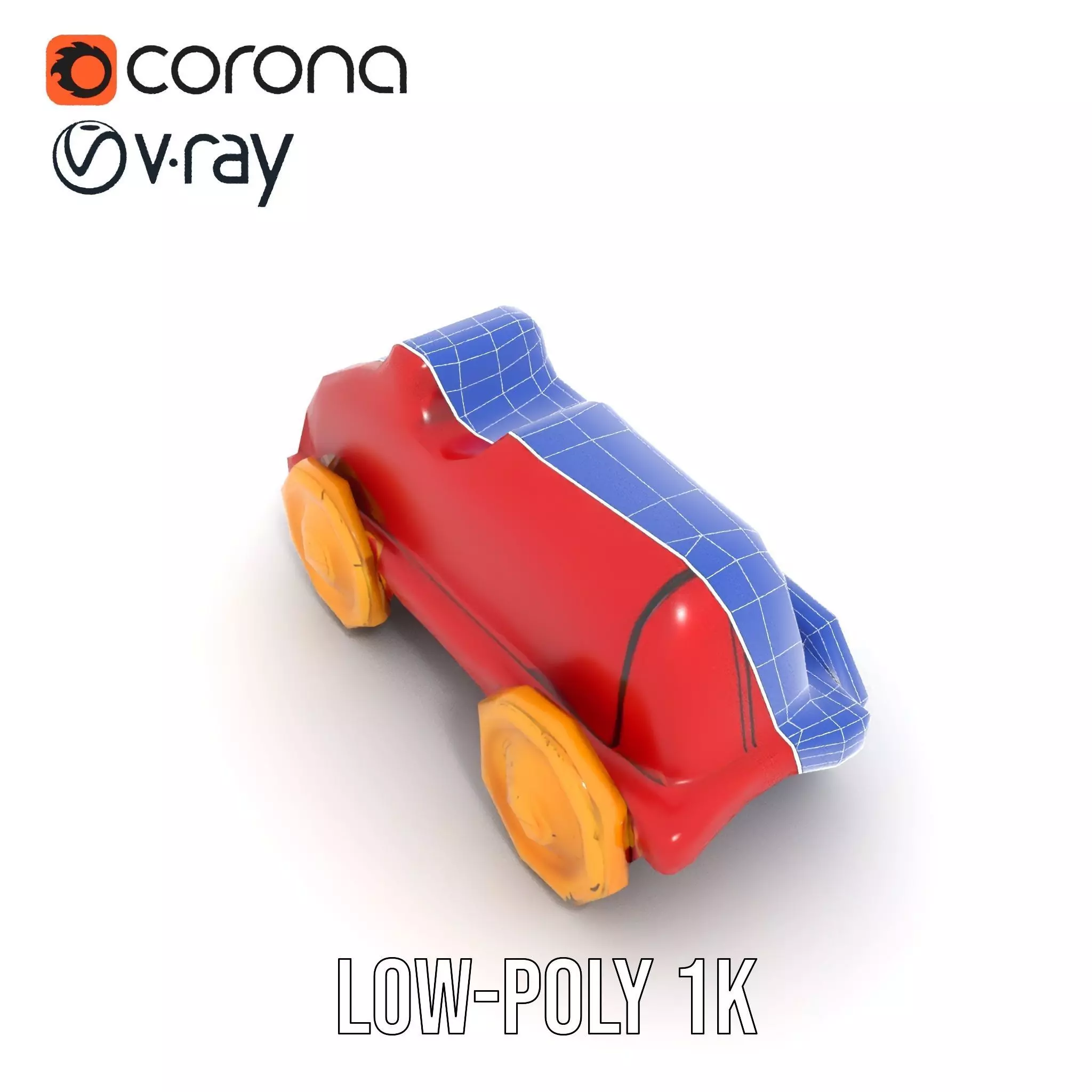 Vintage Red Racer model pack Low-poly 3D model_20