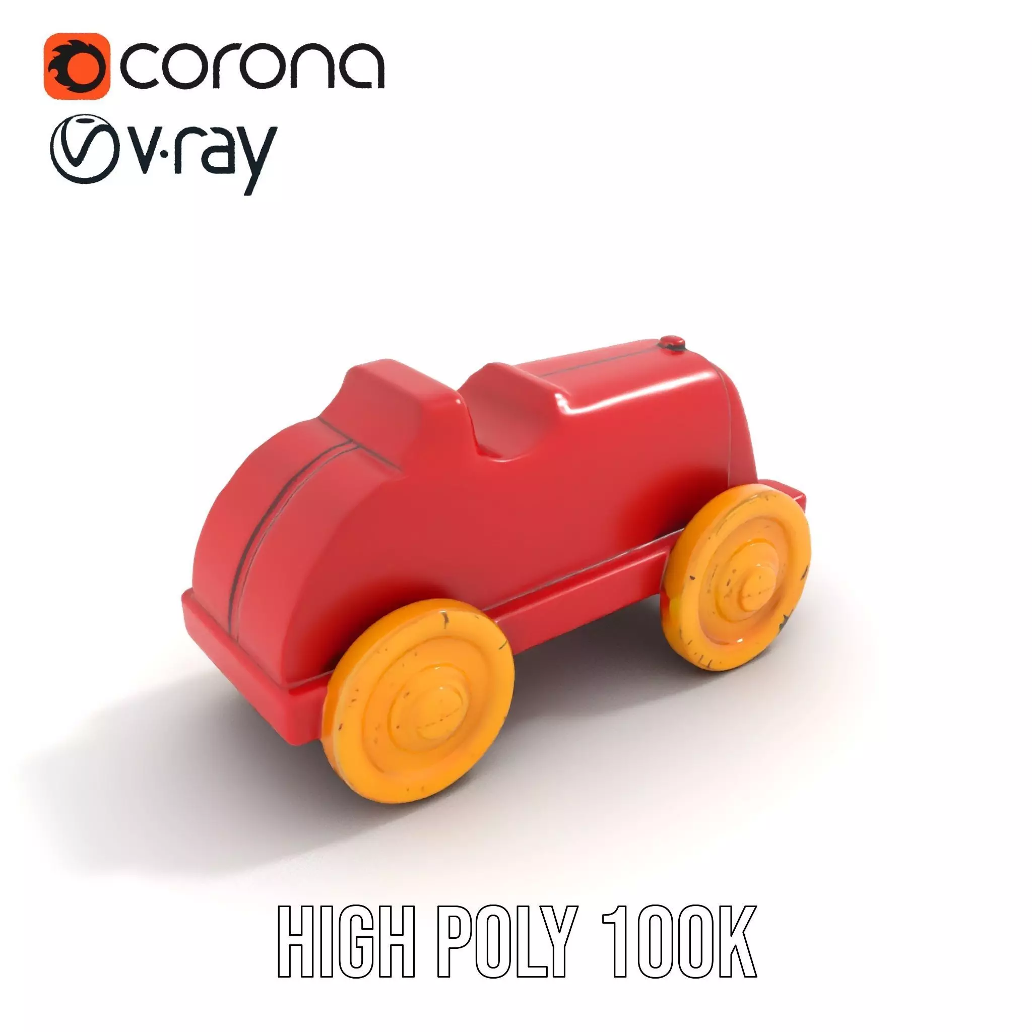 Vintage Red Racer model pack Low-poly 3D model_15