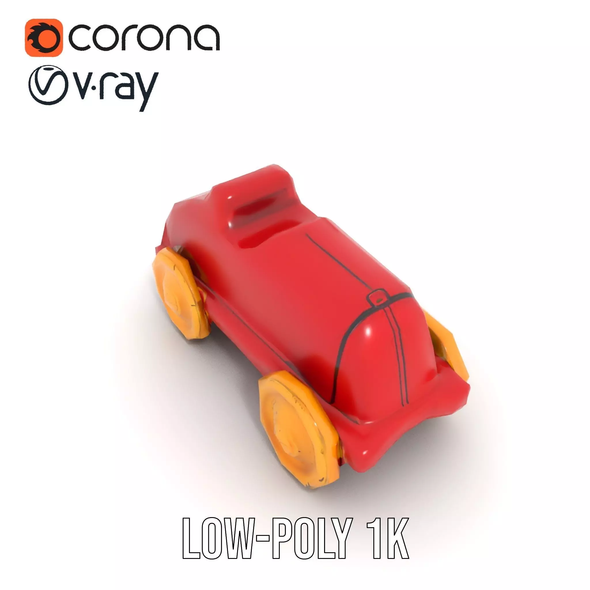 Vintage Red Racer model pack Low-poly 3D model_12