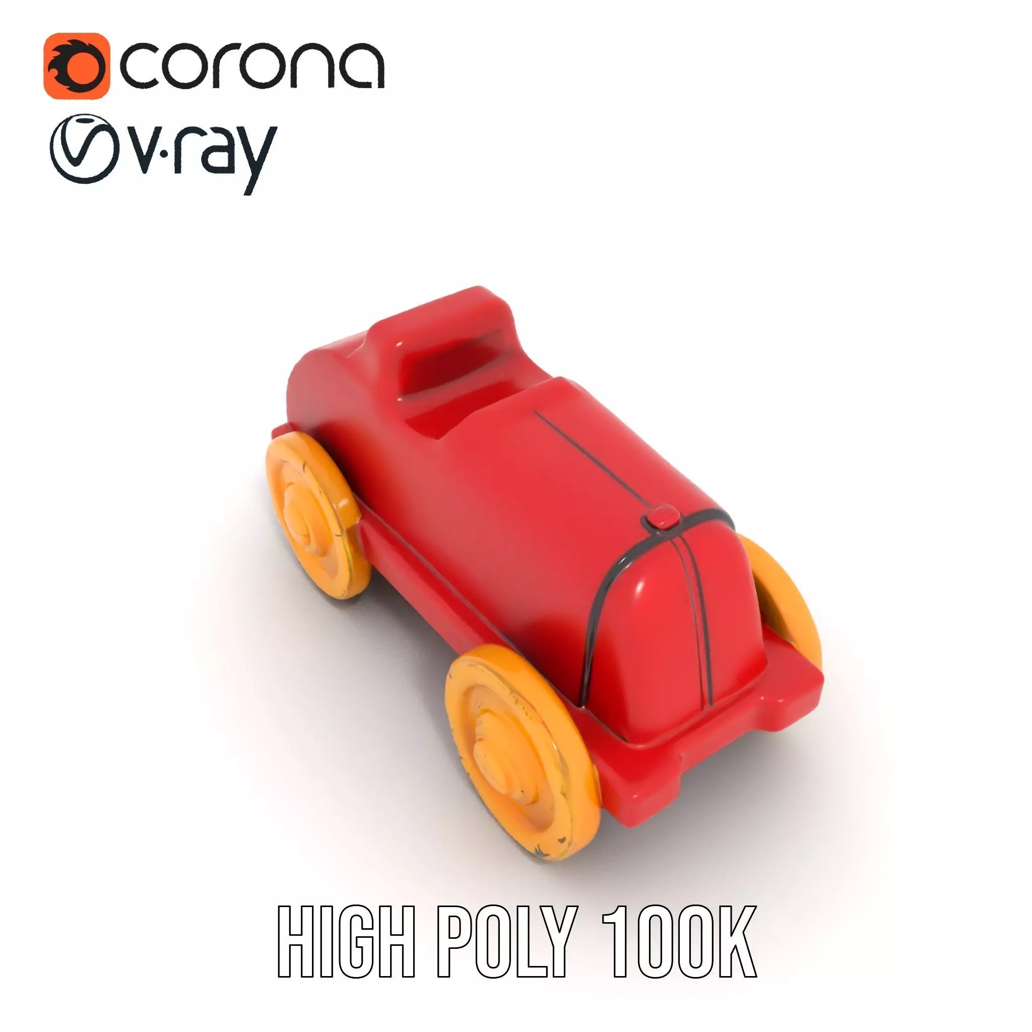 Vintage Red Racer model pack Low-poly 3D model_18