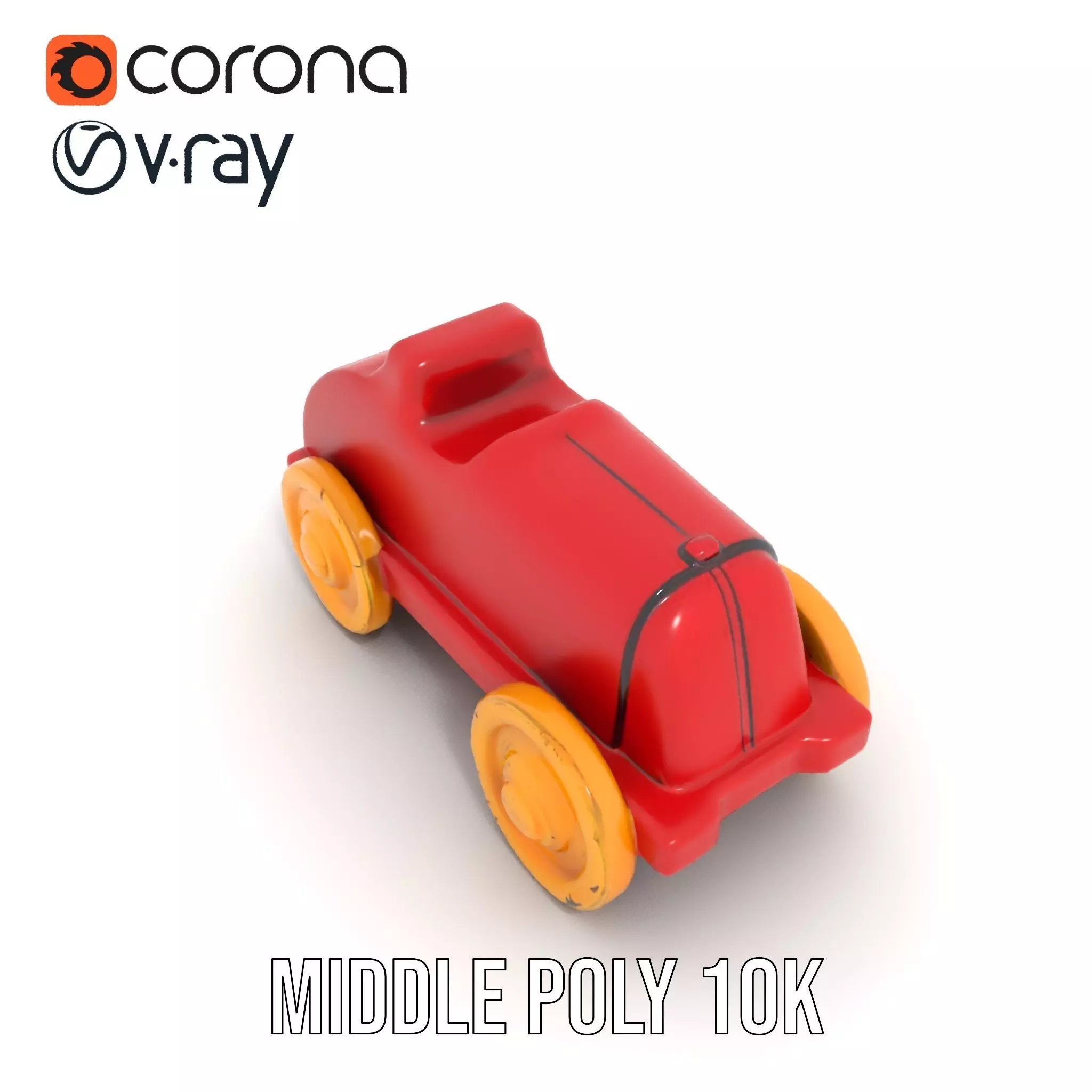 Vintage Red Racer model pack Low-poly 3D model_11