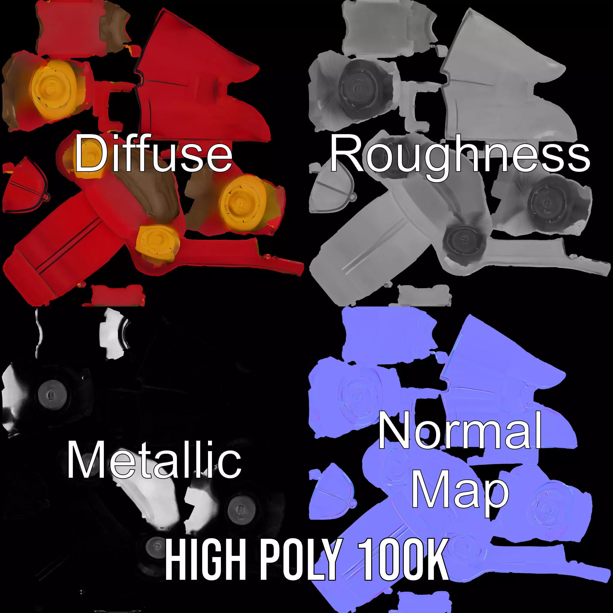 Vintage Red Racer model pack Low-poly 3D model_3