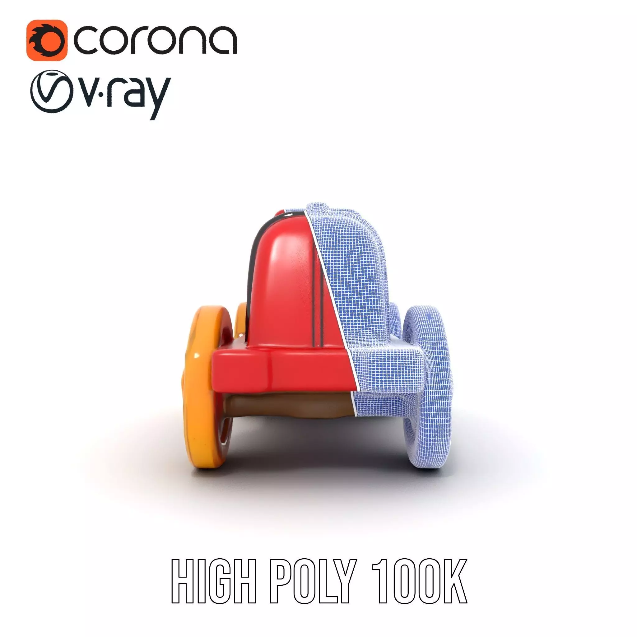 Vintage Red Racer model pack Low-poly 3D model_26