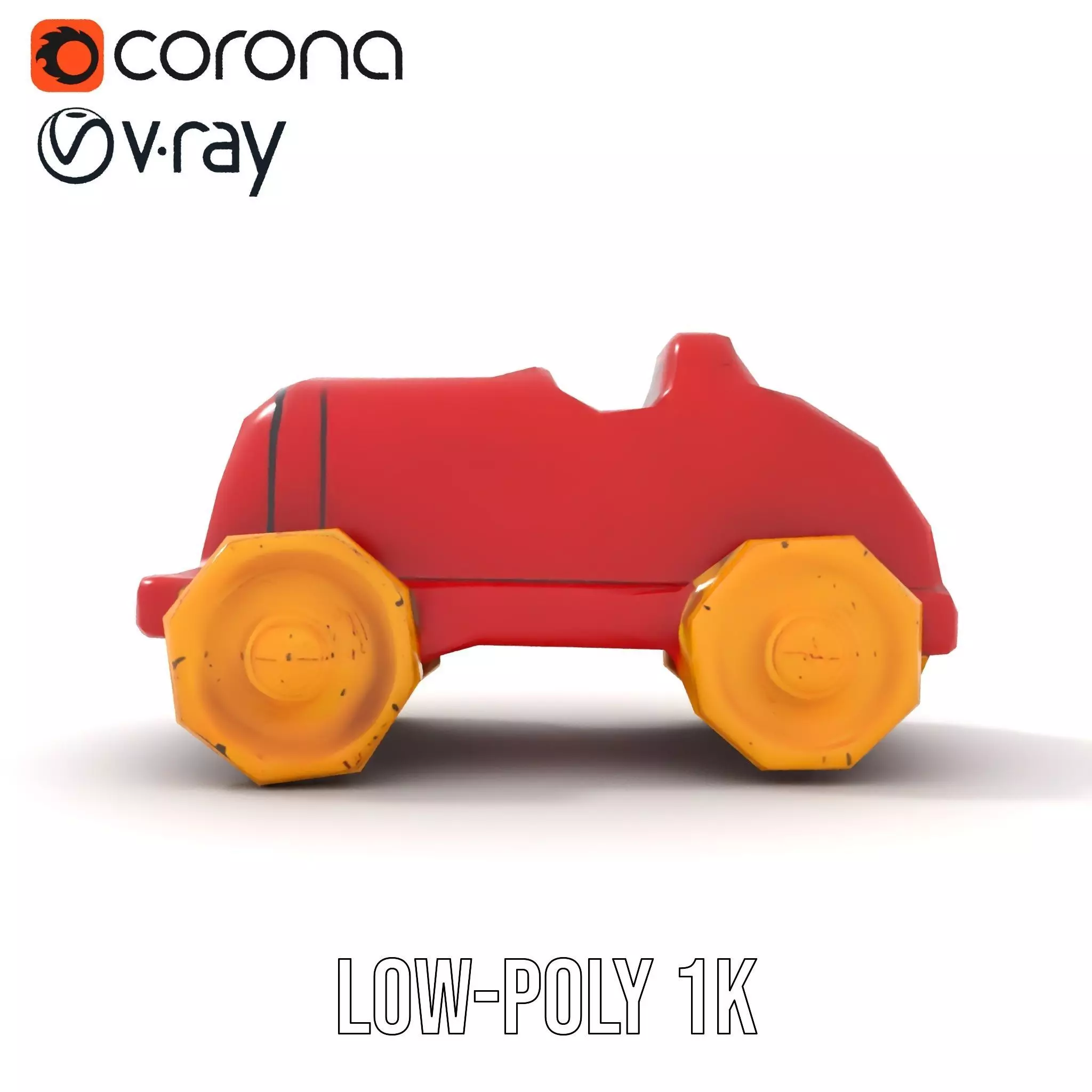 Vintage Red Racer model pack Low-poly 3D model_17