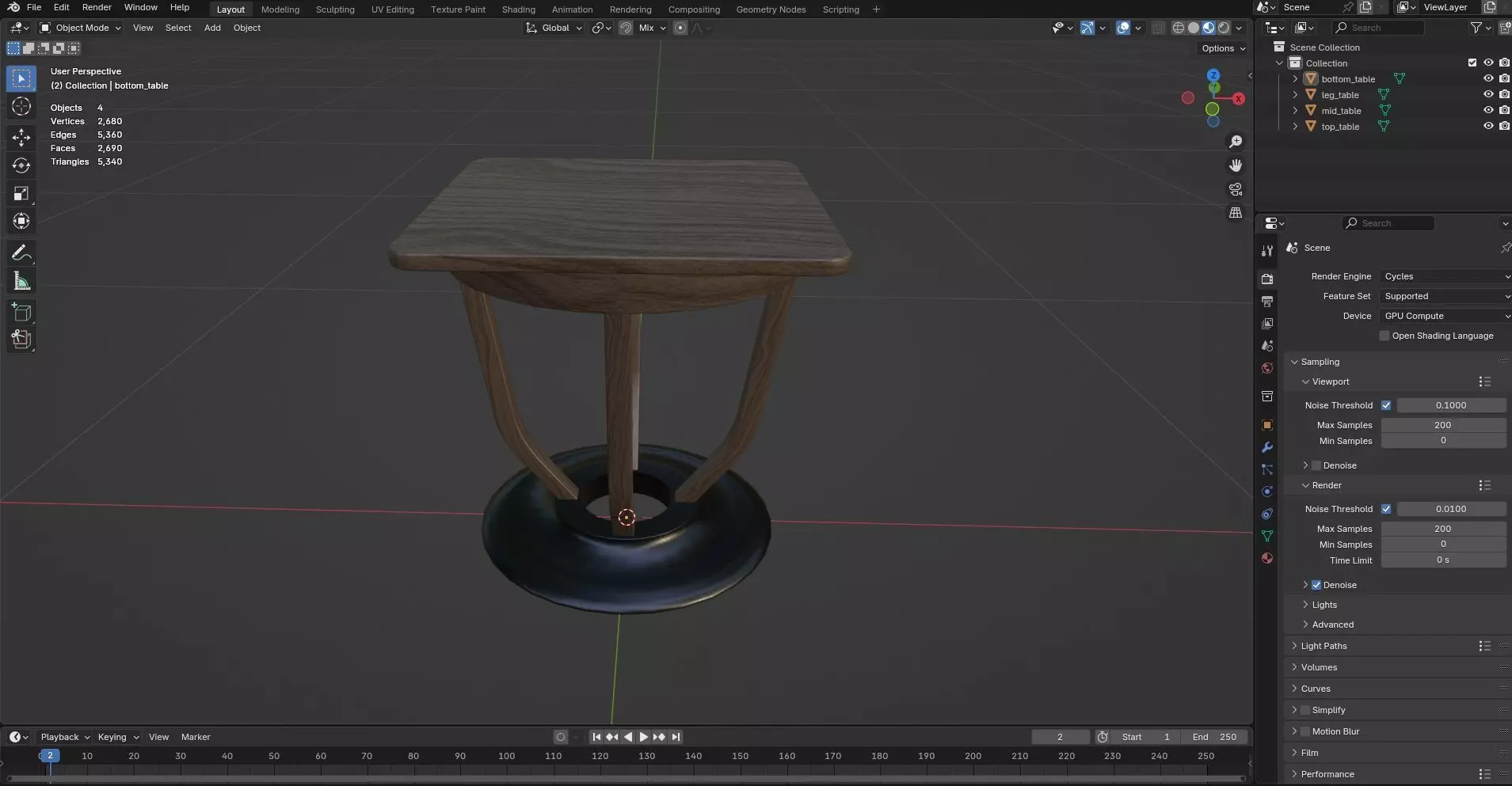 Square Table CG80 3D model_8