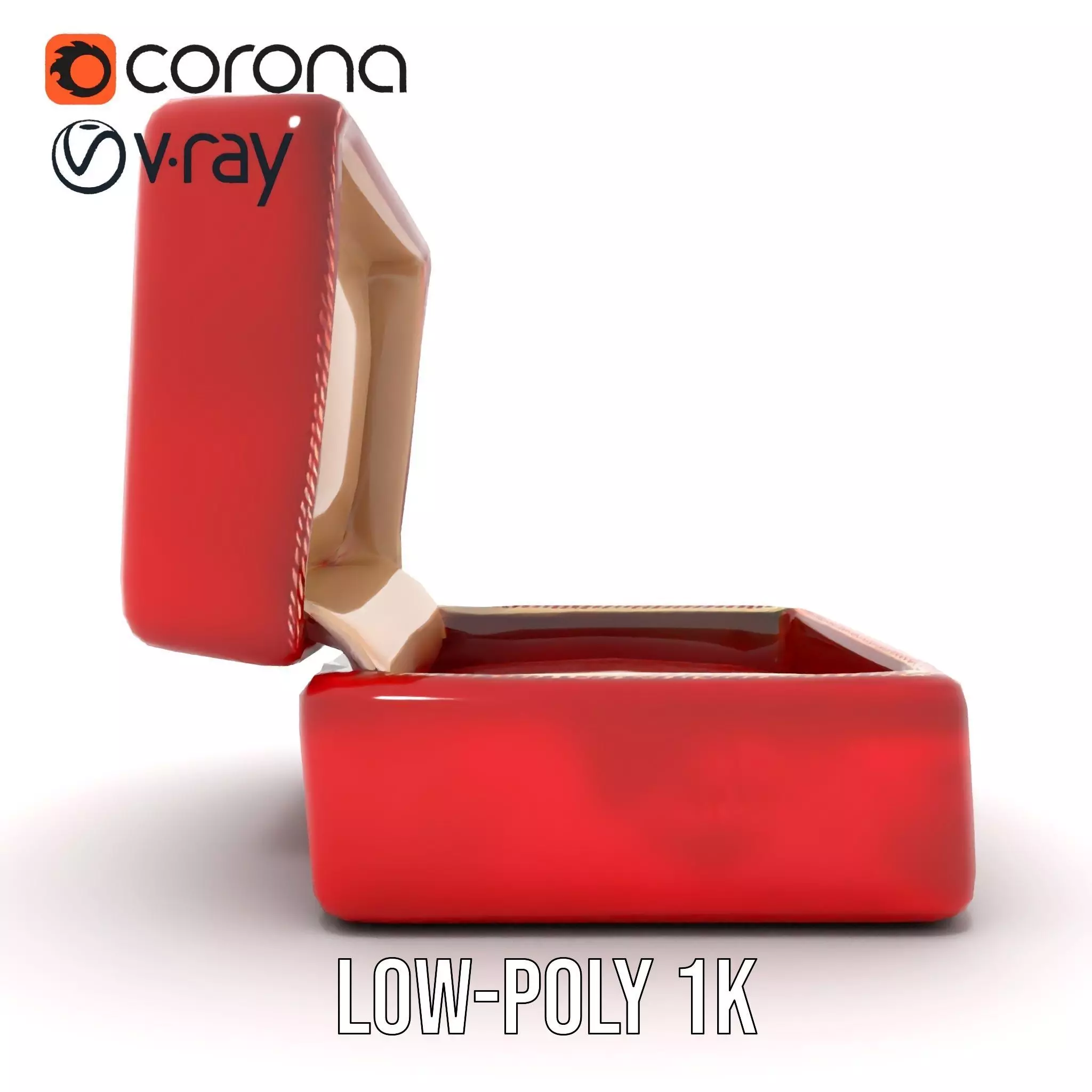 Elegant Red Velvet Jewelry Box model pack Low-poly 3D model_16