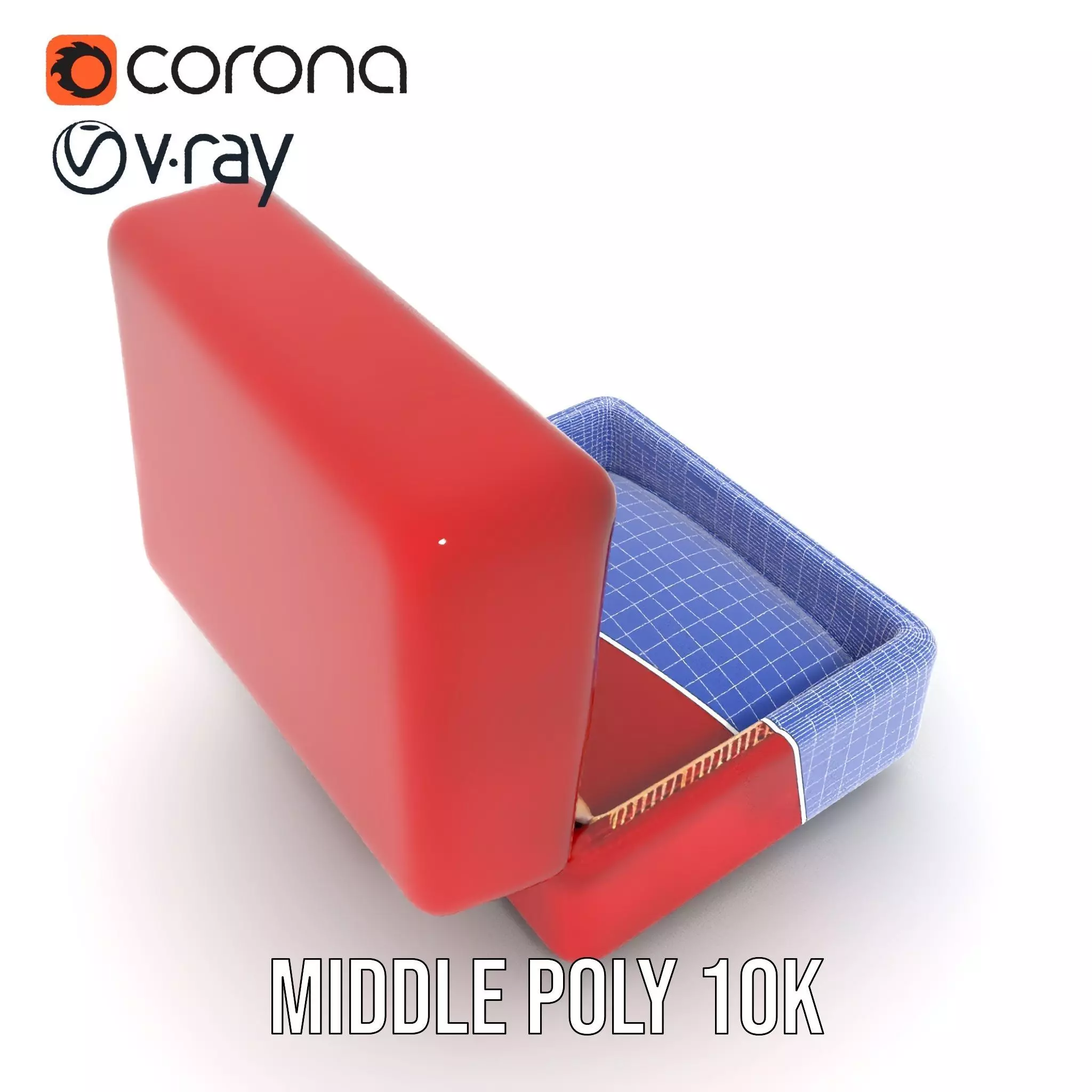 Elegant Red Velvet Jewelry Box model pack Low-poly 3D model_24