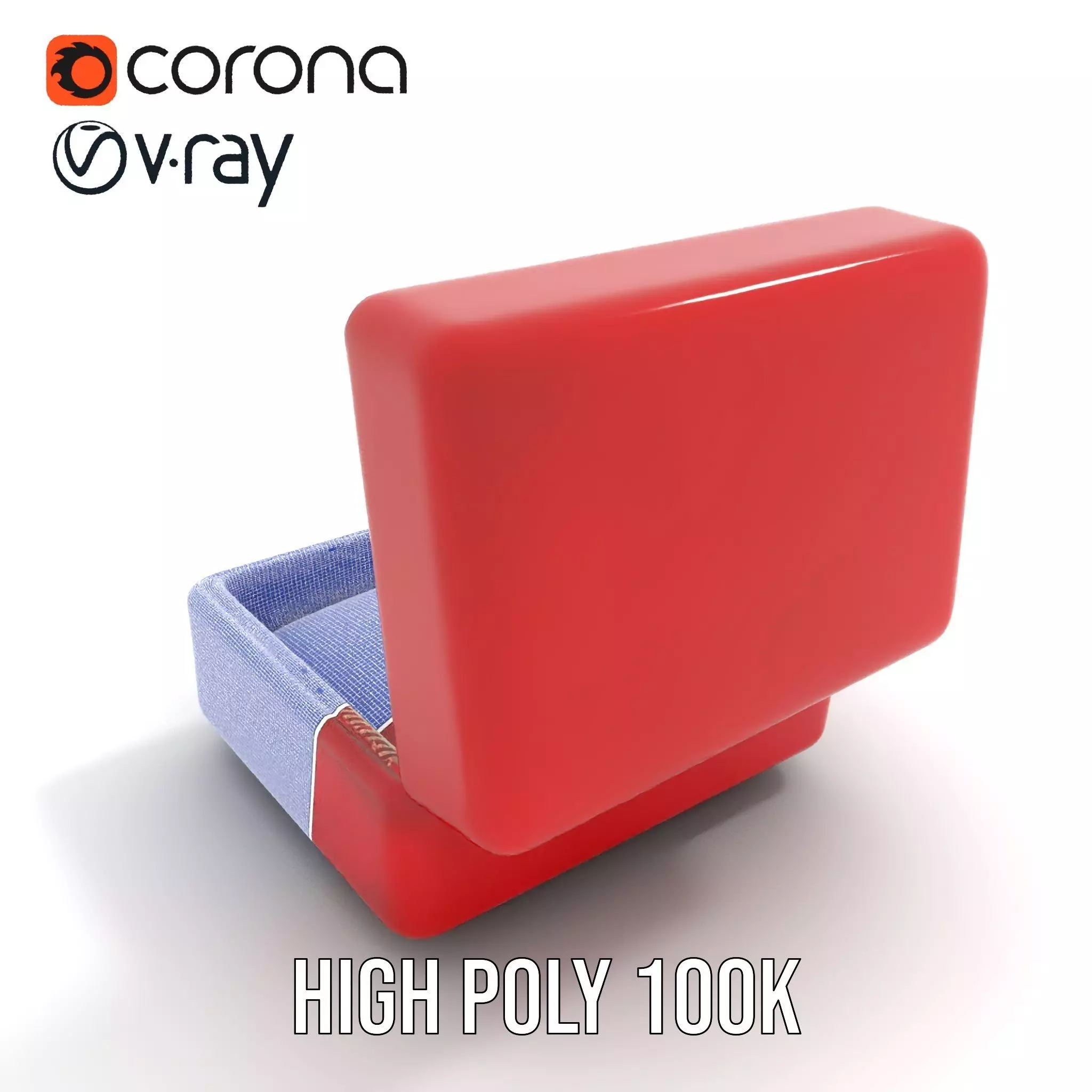 Elegant Red Velvet Jewelry Box model pack Low-poly 3D model_31