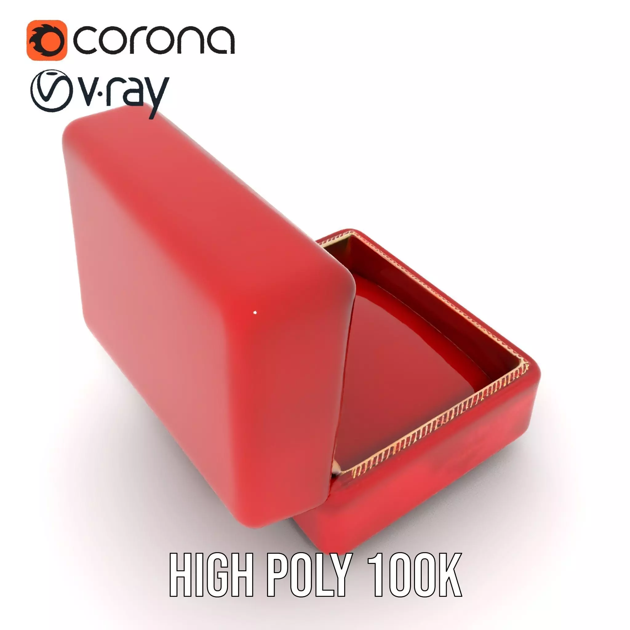 Elegant Red Velvet Jewelry Box model pack Low-poly 3D model_20