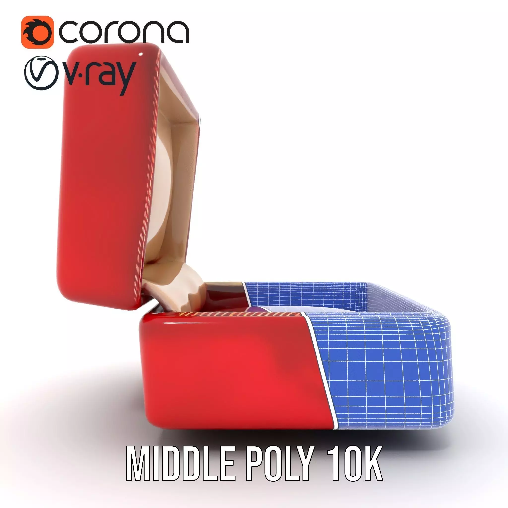 Elegant Red Velvet Jewelry Box model pack Low-poly 3D model_29