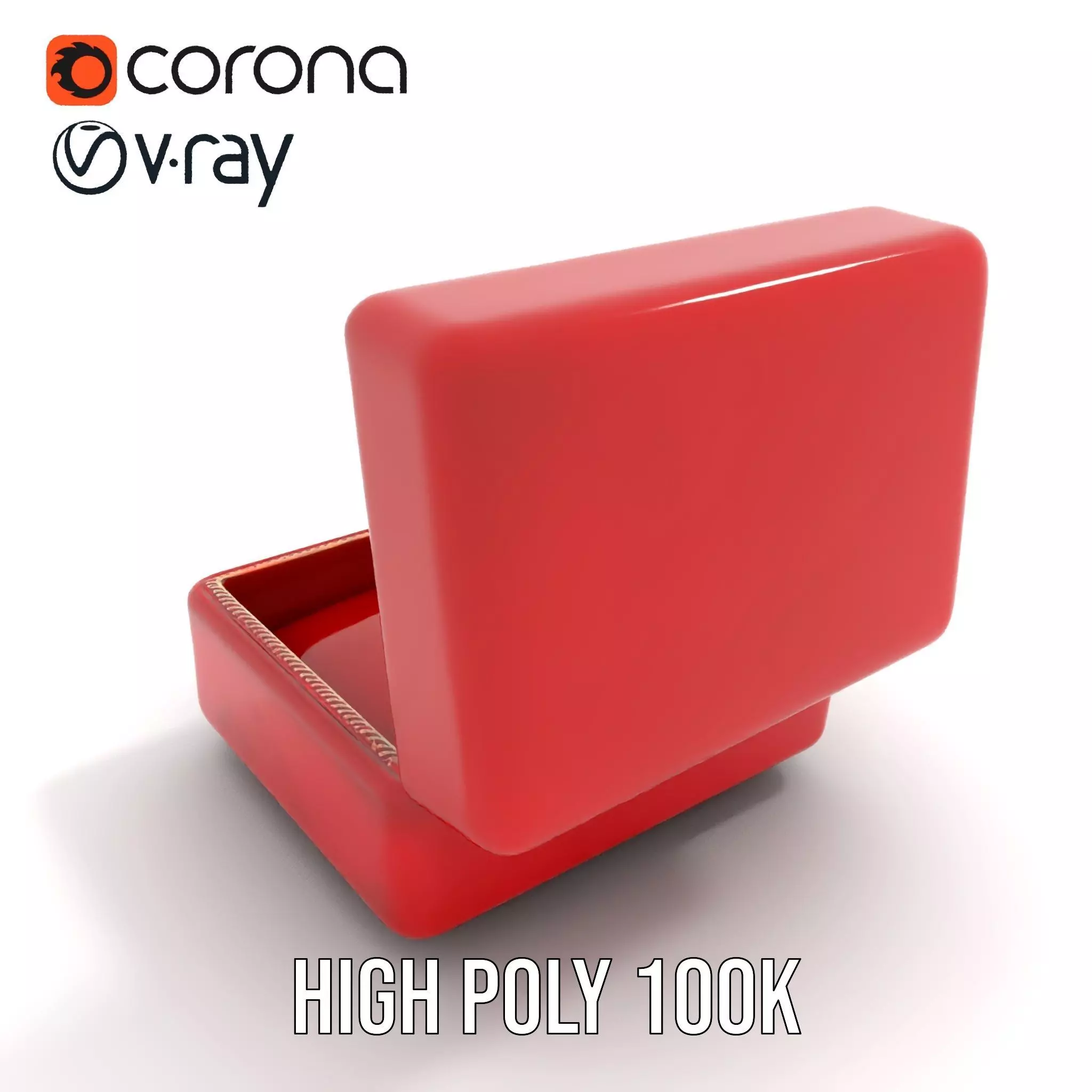 Elegant Red Velvet Jewelry Box model pack Low-poly 3D model_17