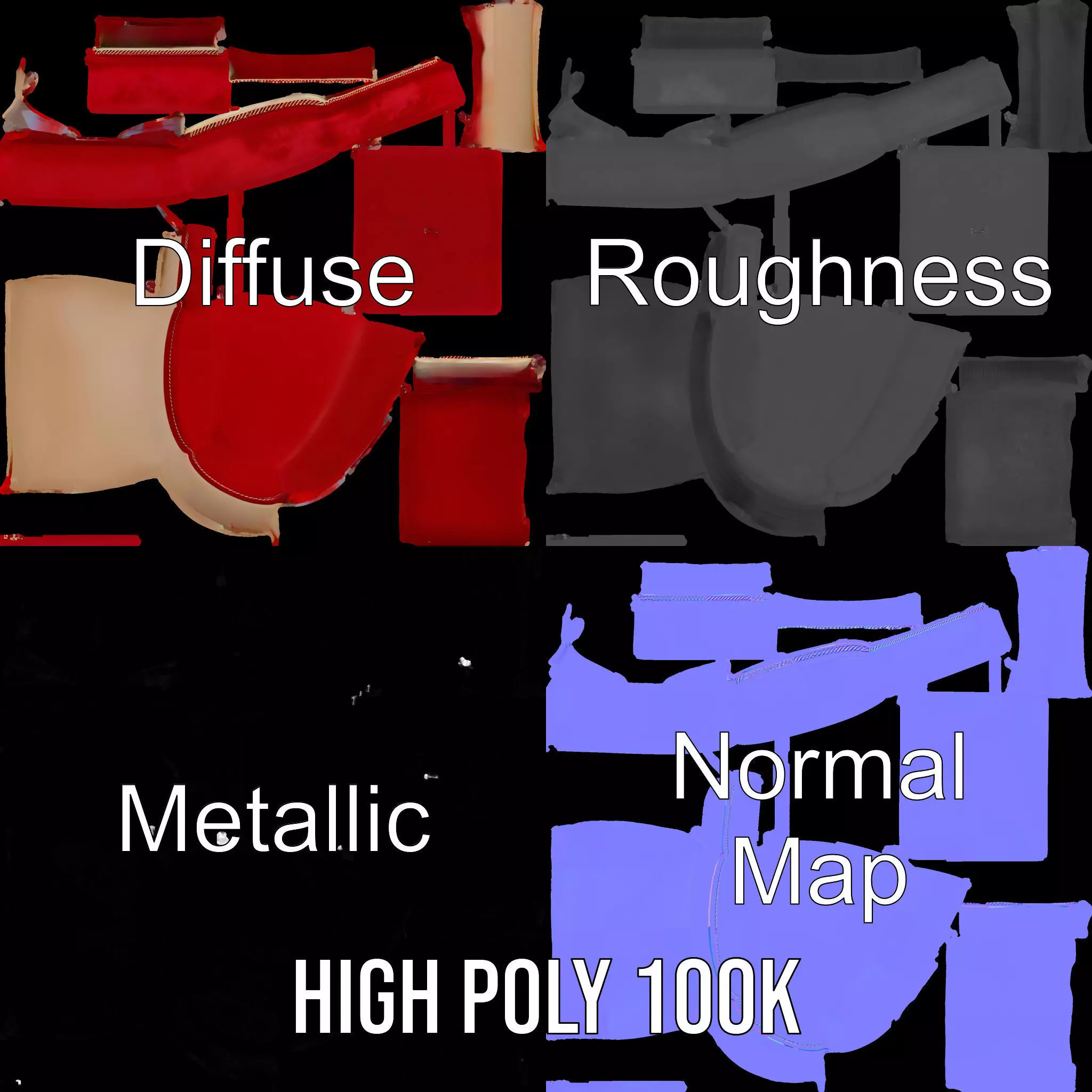 Elegant Red Velvet Jewelry Box model pack Low-poly 3D model_3