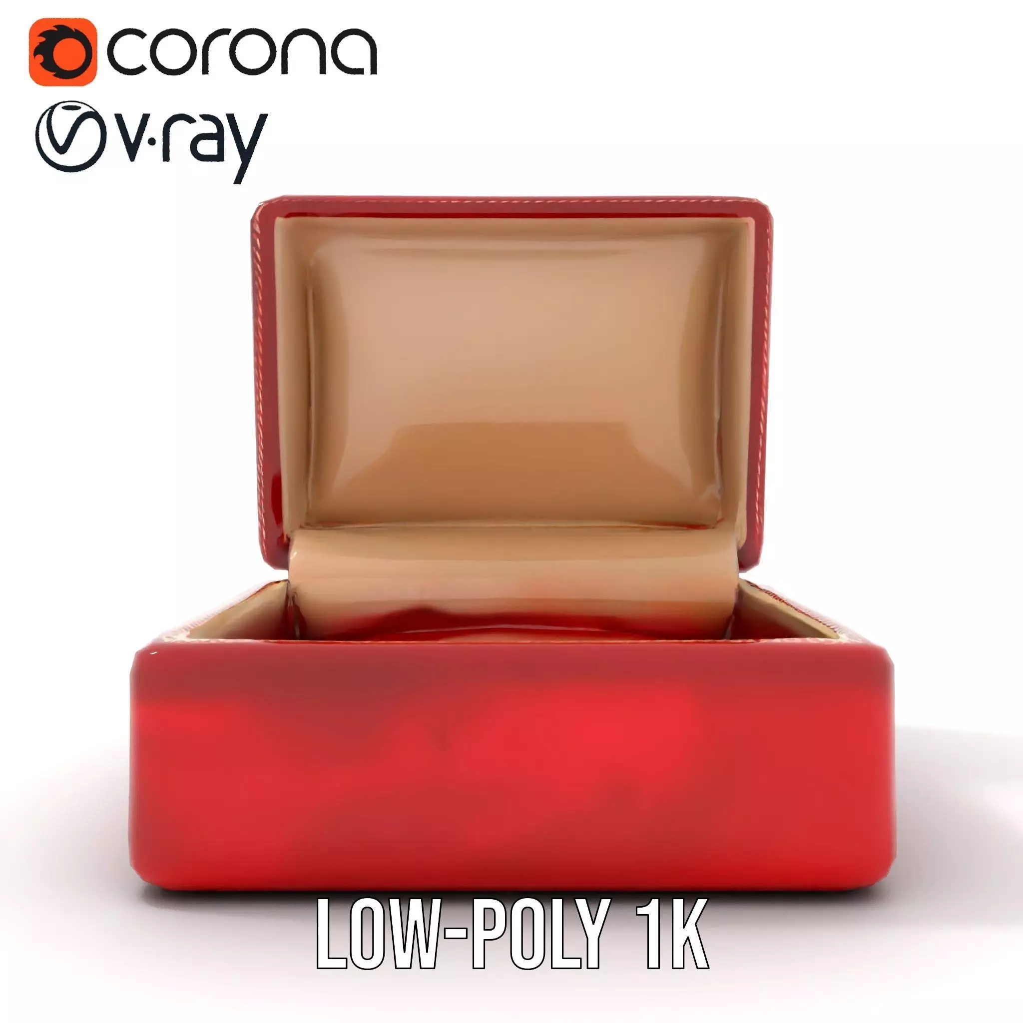 Elegant Red Velvet Jewelry Box model pack Low-poly 3D model_12