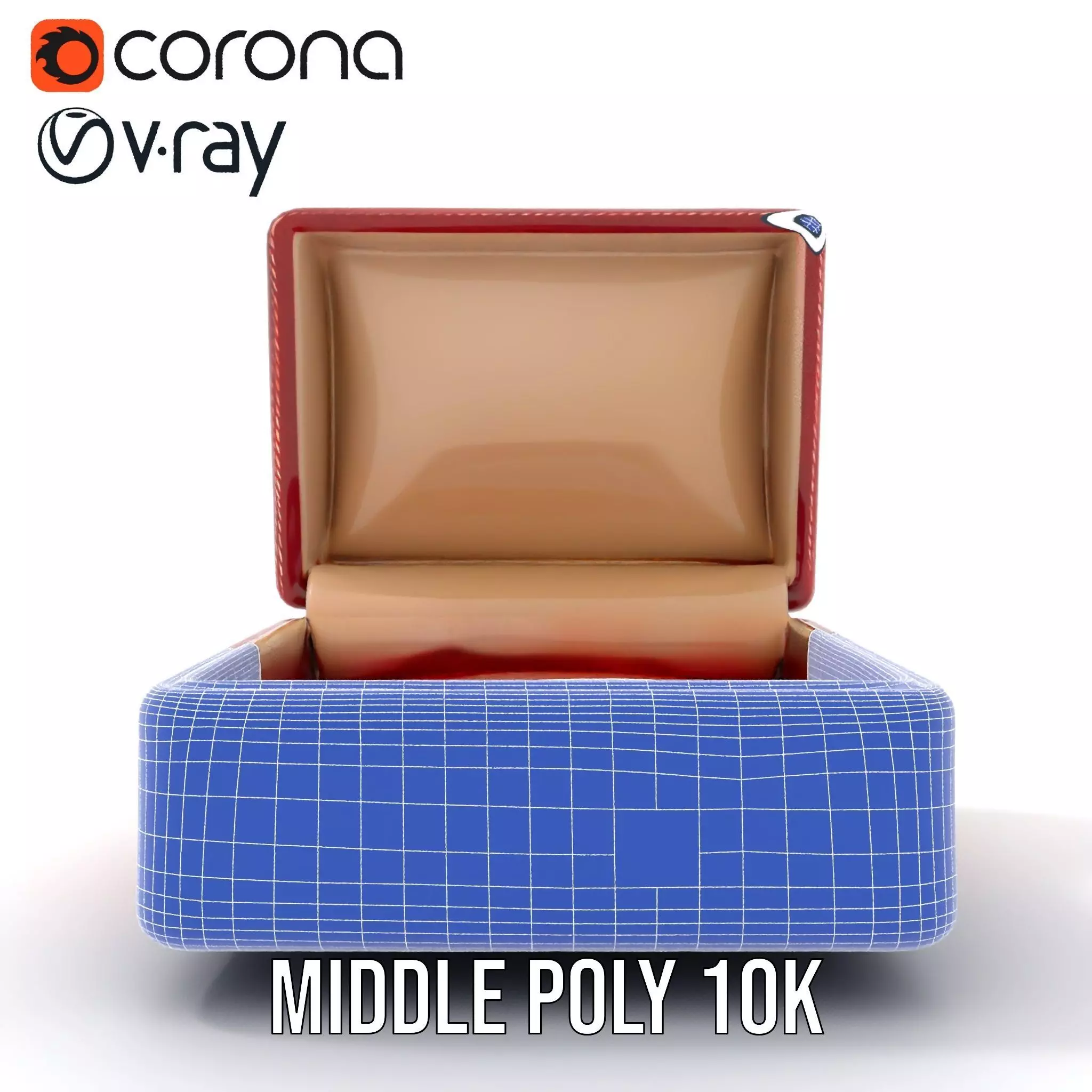 Elegant Red Velvet Jewelry Box model pack Low-poly 3D model_21