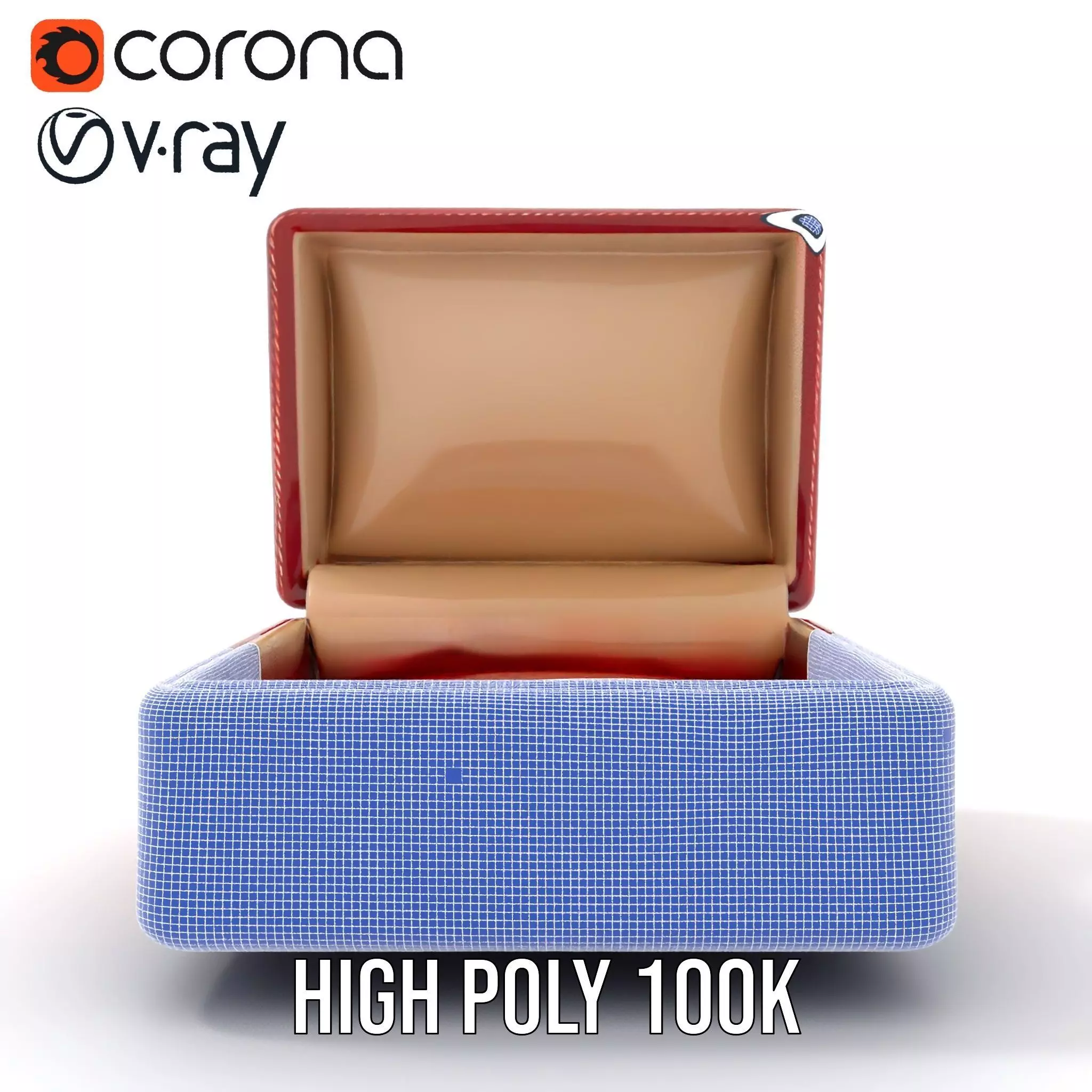 Elegant Red Velvet Jewelry Box model pack Low-poly 3D model_32