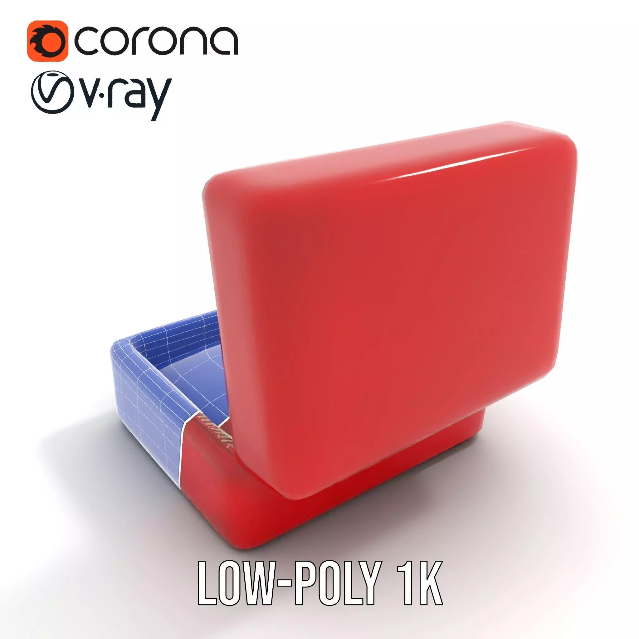 Elegant Red Velvet Jewelry Box model pack Low-poly 3D model_22