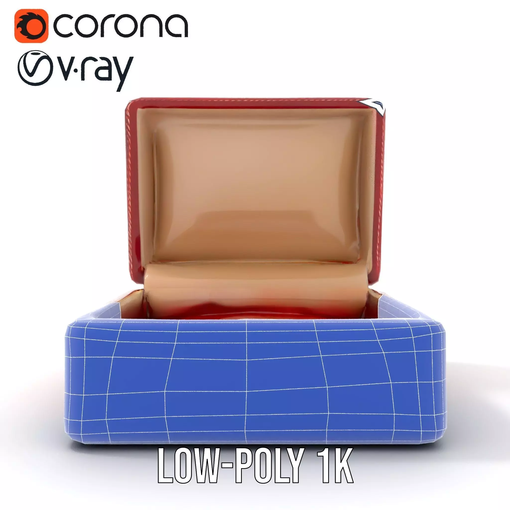 Elegant Red Velvet Jewelry Box model pack Low-poly 3D model_25