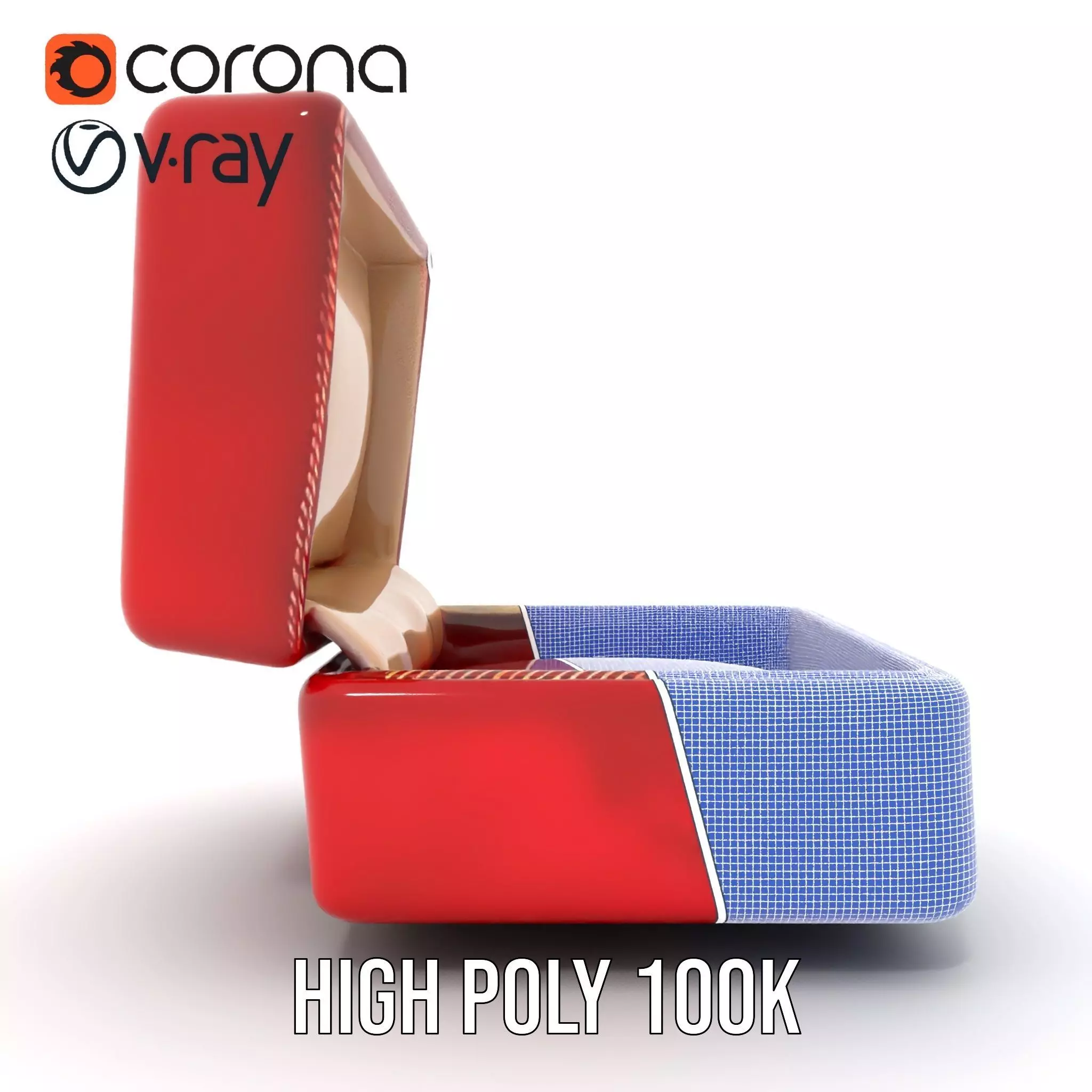 Elegant Red Velvet Jewelry Box model pack Low-poly 3D model_34