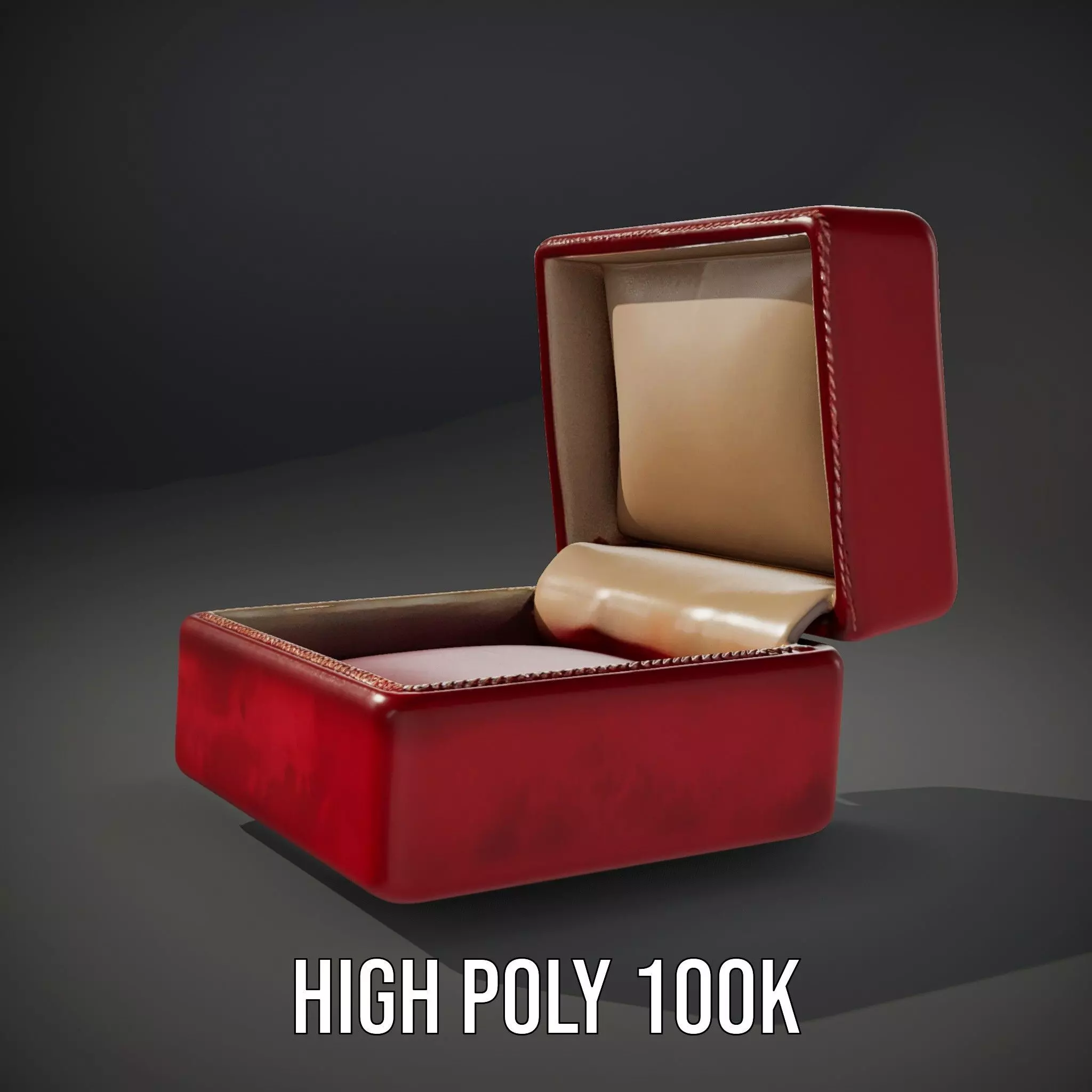 Elegant Red Velvet Jewelry Box model pack Low-poly 3D model_10
