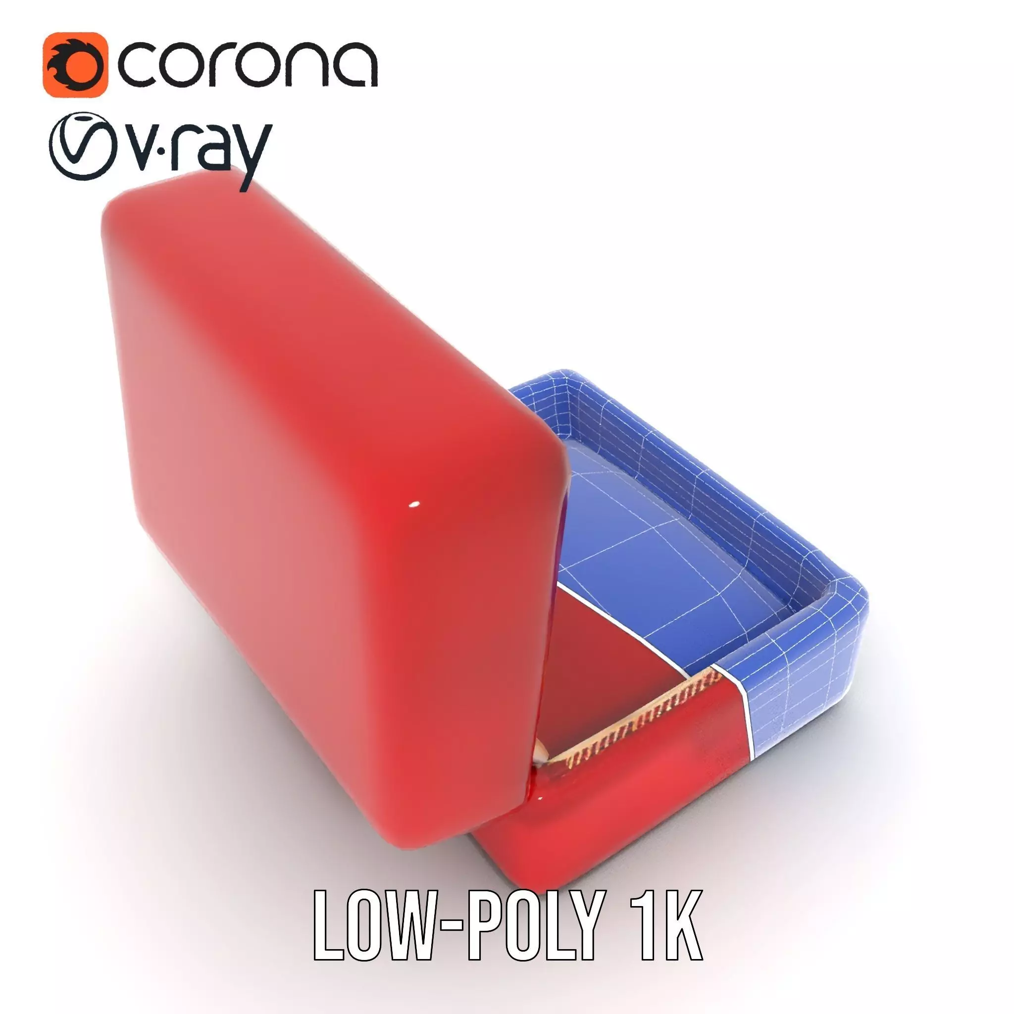 Elegant Red Velvet Jewelry Box model pack Low-poly 3D model_30