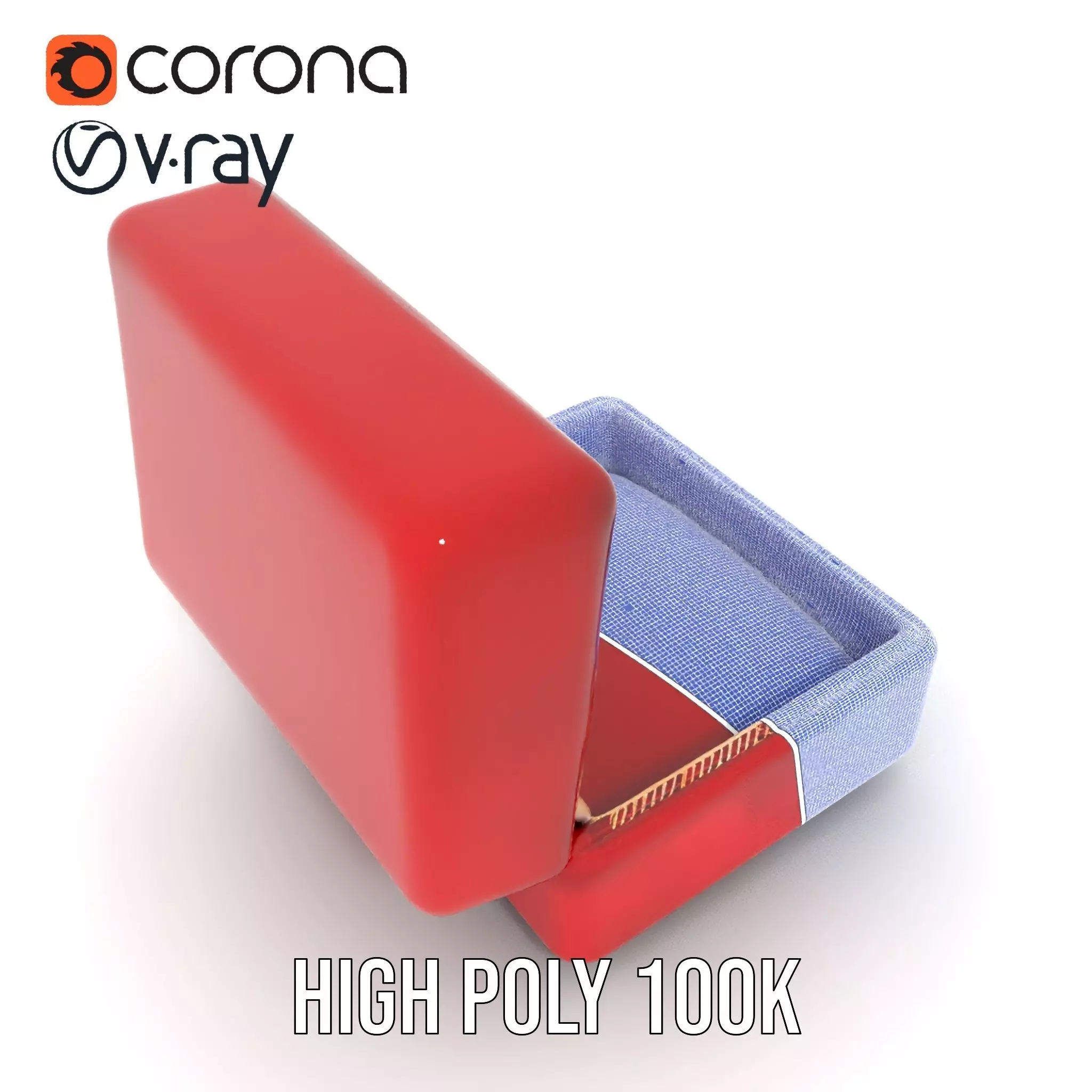 Elegant Red Velvet Jewelry Box model pack Low-poly 3D model_33