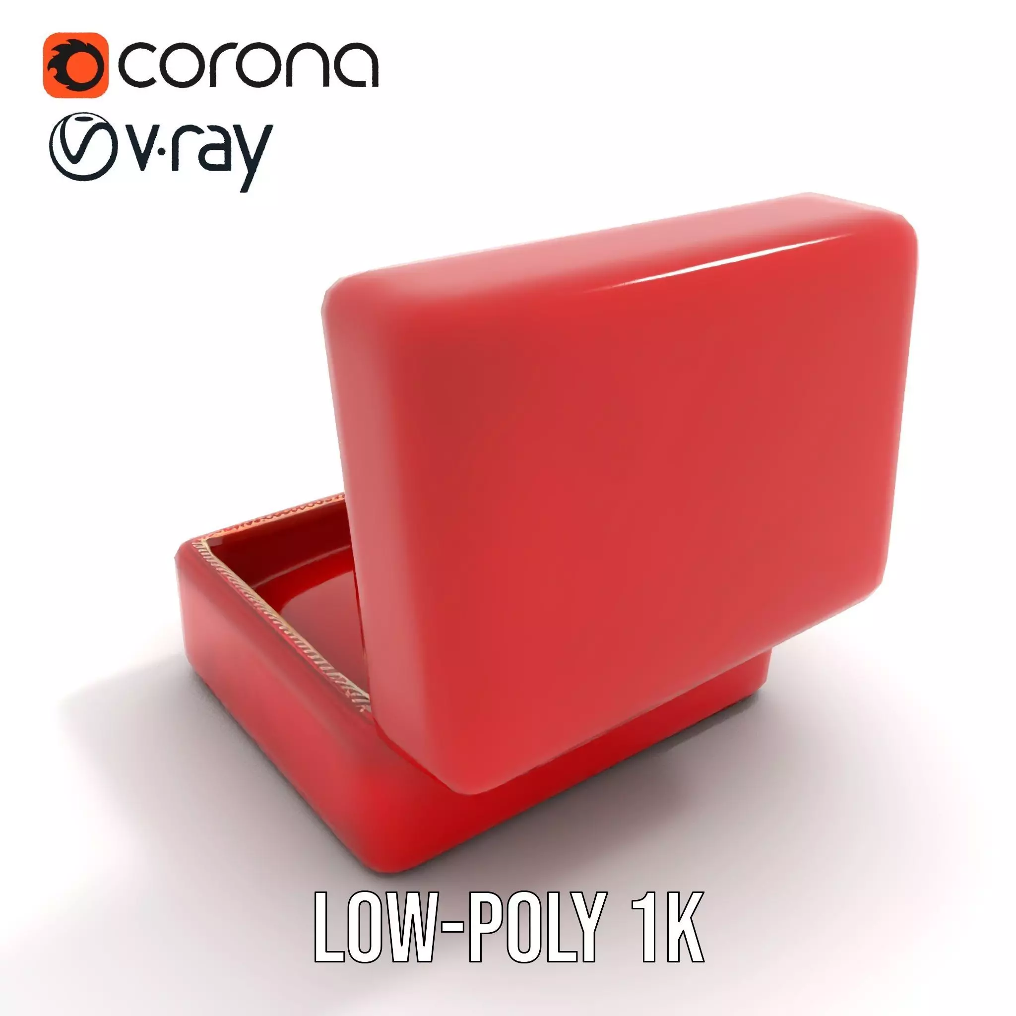Elegant Red Velvet Jewelry Box model pack Low-poly 3D model_14