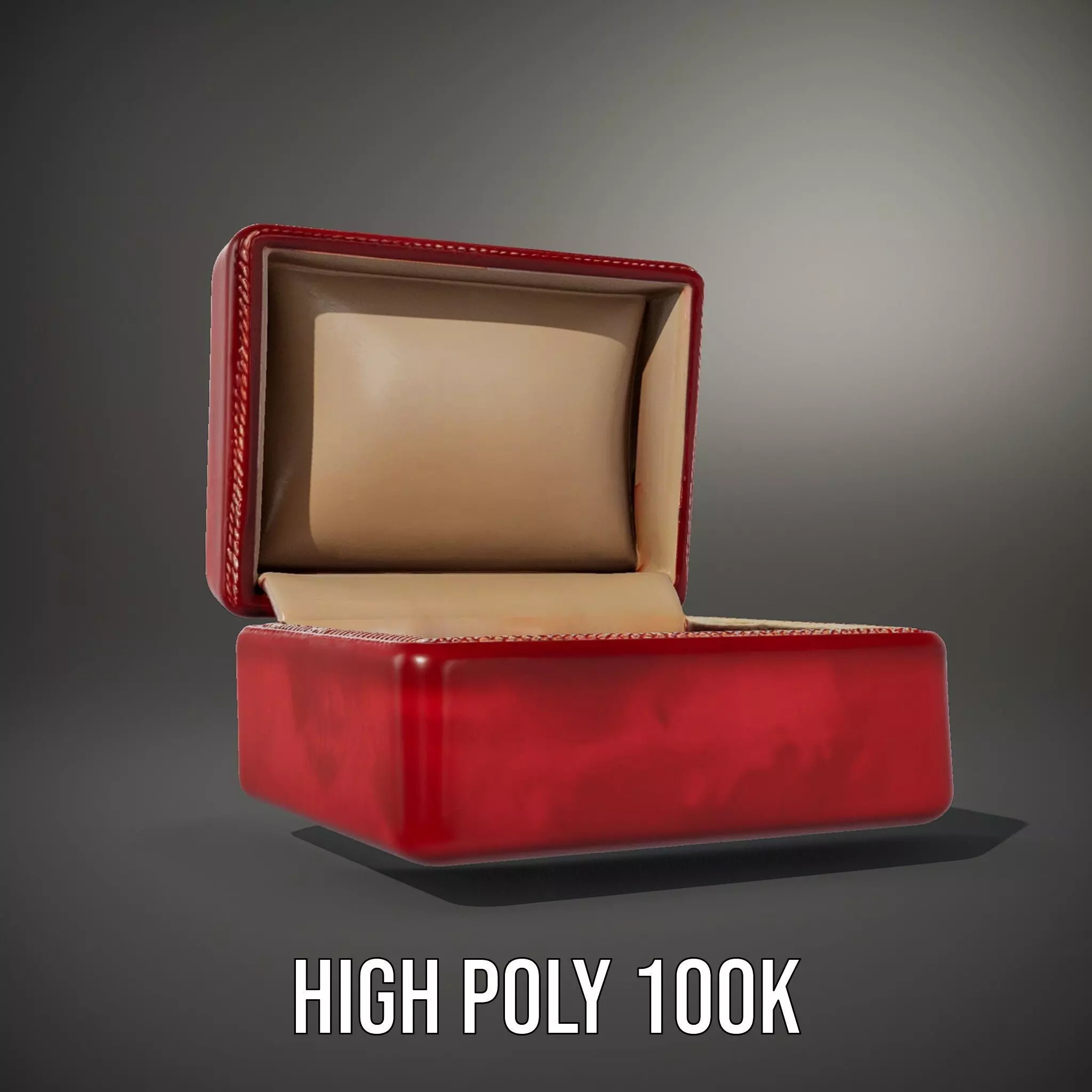 Elegant Red Velvet Jewelry Box model pack Low-poly 3D model_8