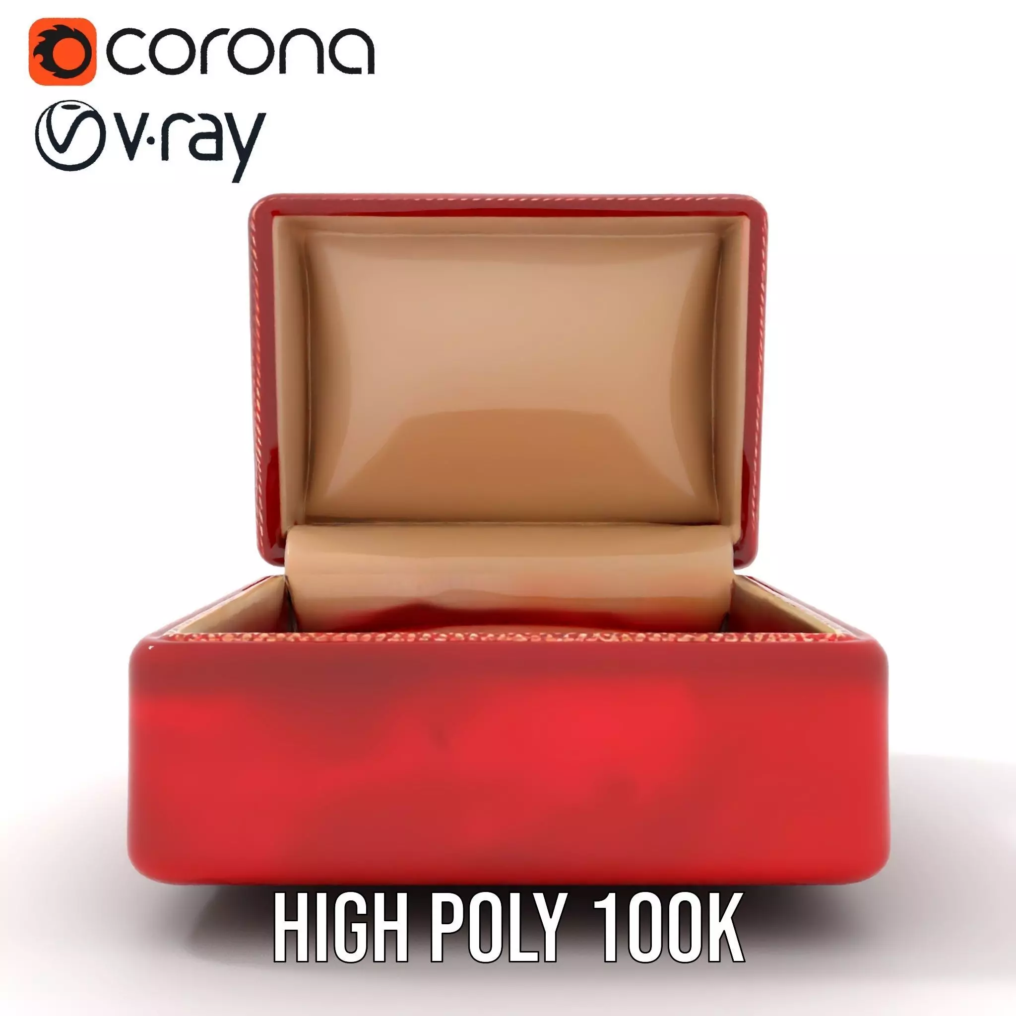 Elegant Red Velvet Jewelry Box model pack Low-poly 3D model_23