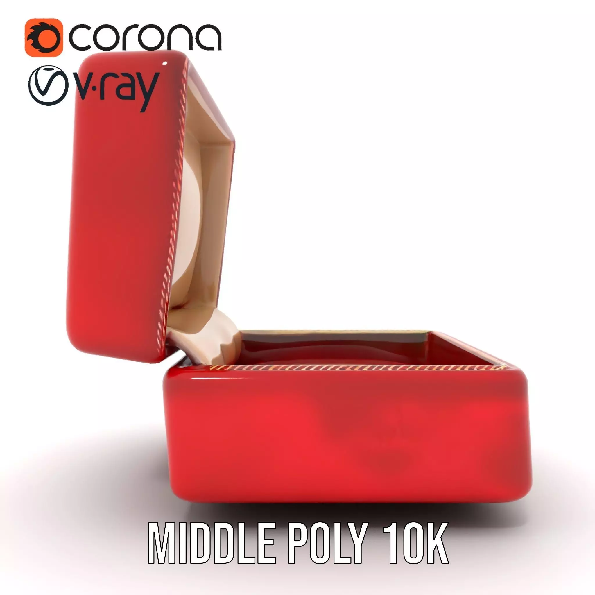 Elegant Red Velvet Jewelry Box model pack Low-poly 3D model_13