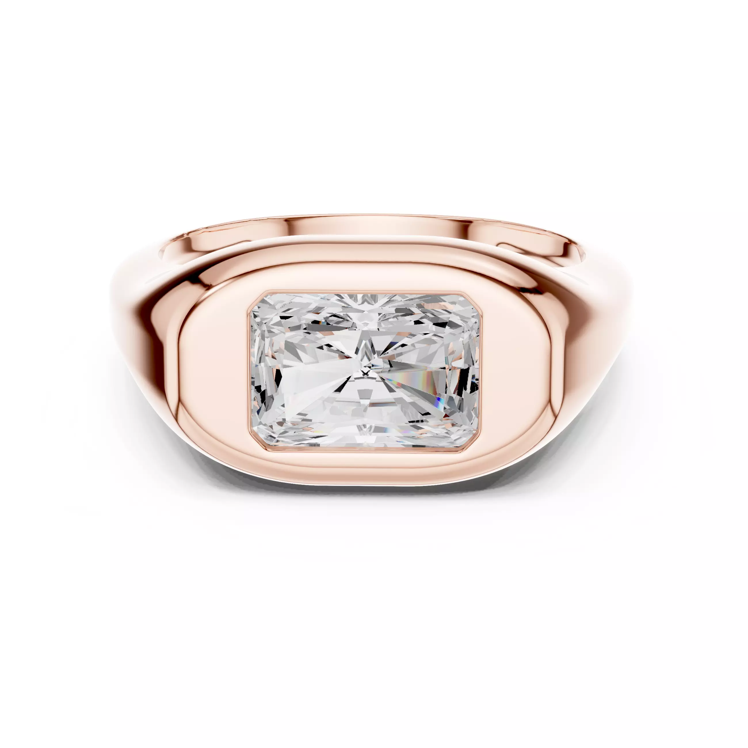 Solitaire East West Radiant Cut Bezel Set Engagement Ring Video 3D print model