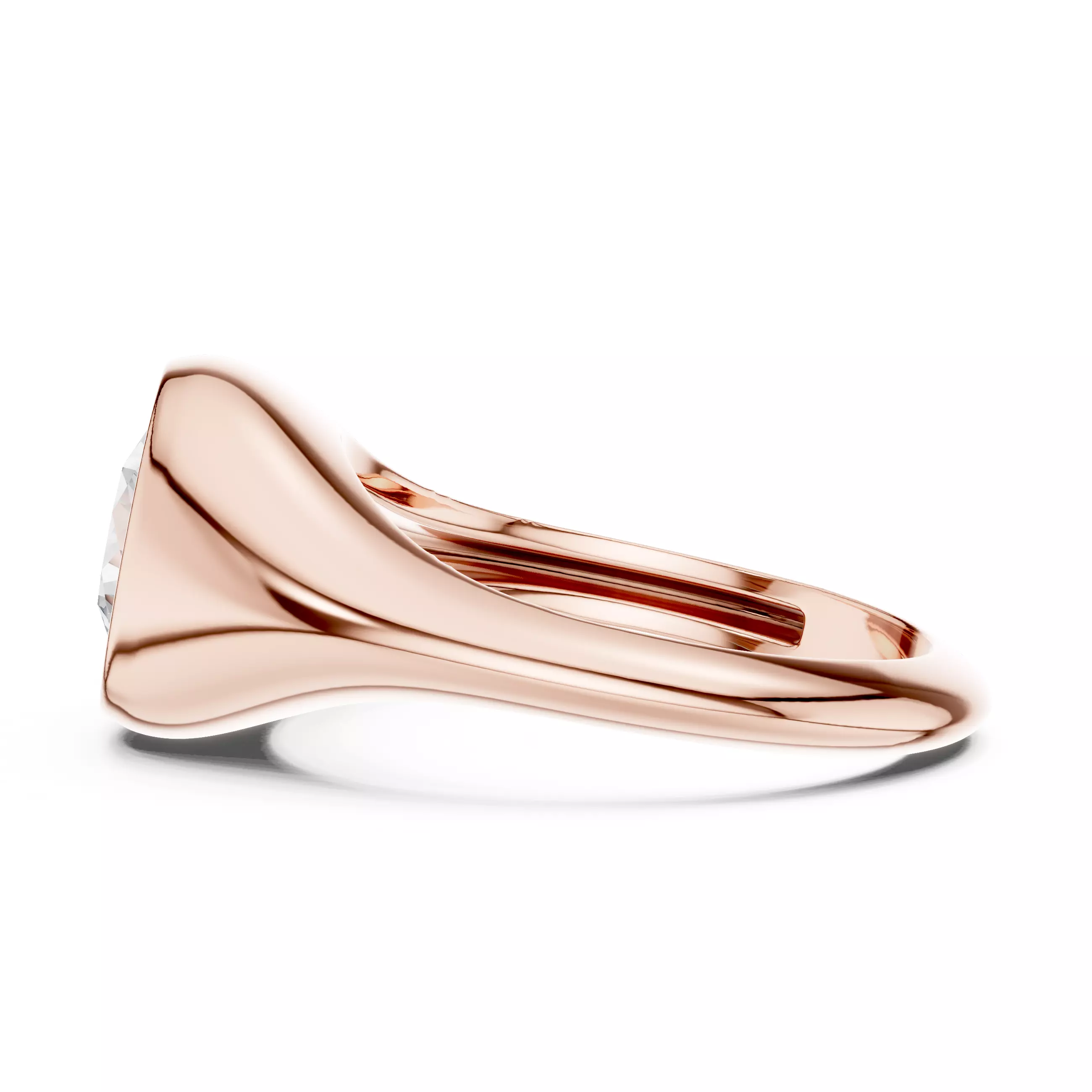 Solitaire Bezel Set Round Cut Diamond Engagement Ring  Video 3D print model_5