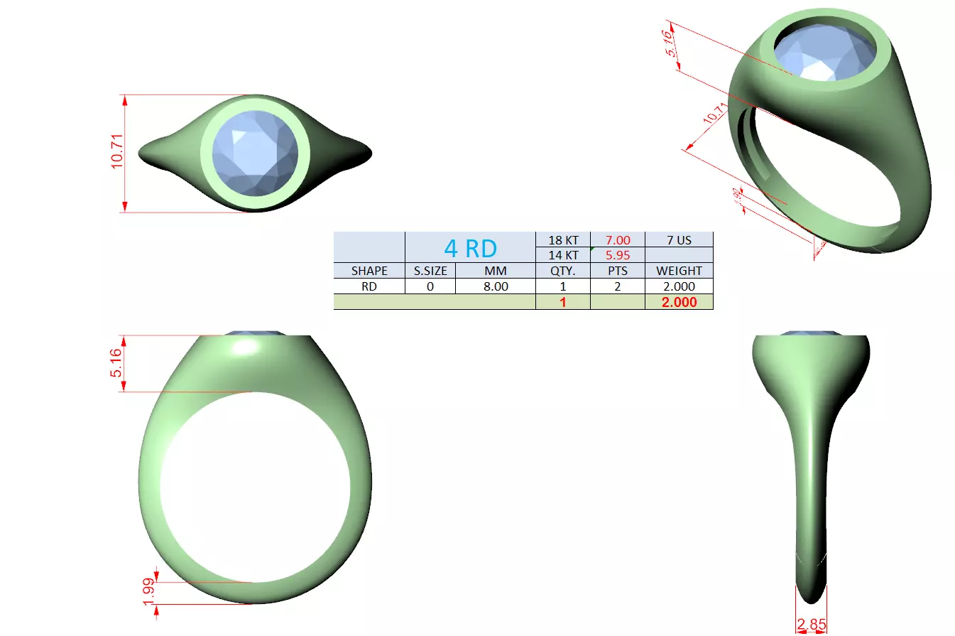 Solitaire Bezel Set Round Cut Diamond Engagement Ring  Video 3D print model_15