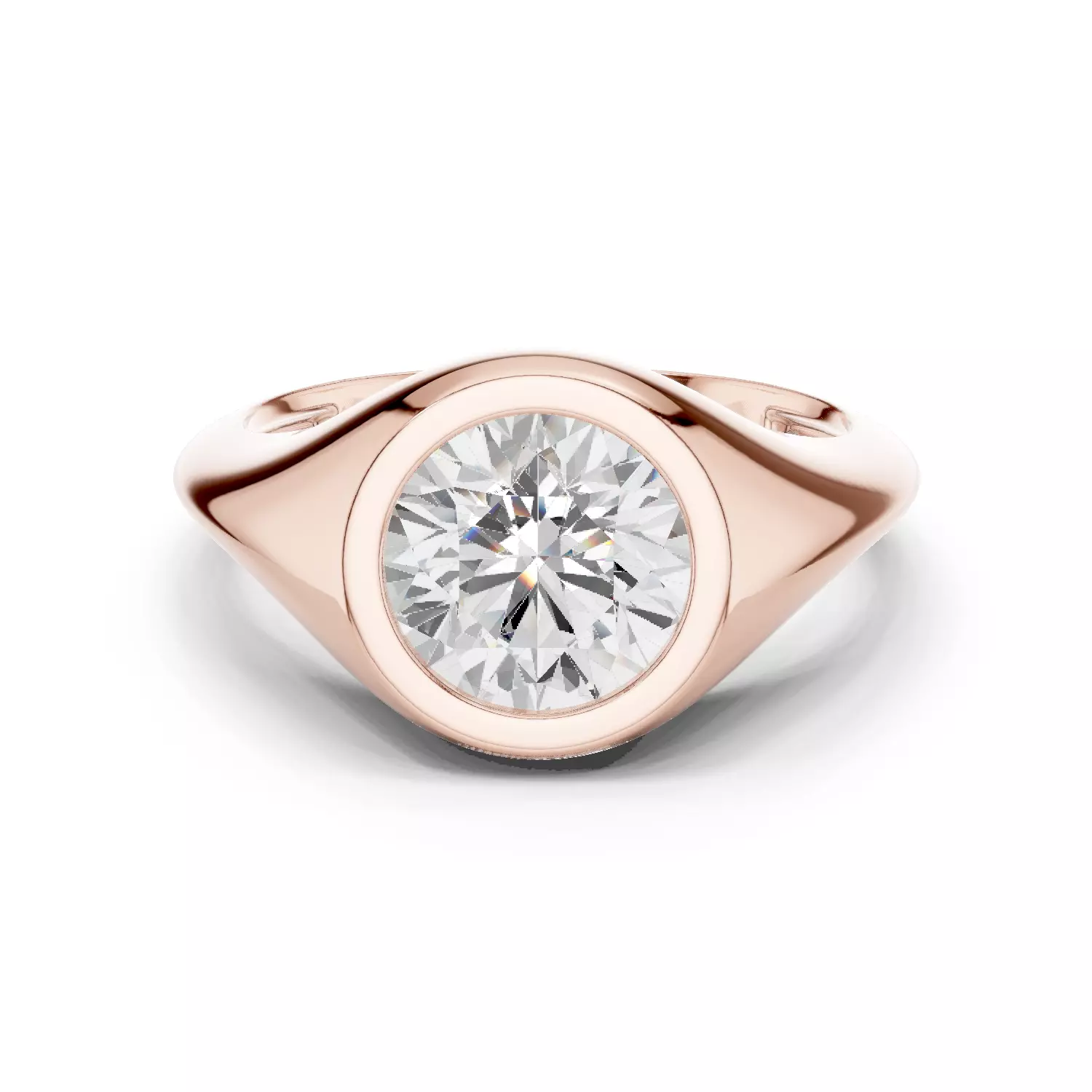 Solitaire Bezel Set Round Cut Diamond Engagement Ring  Video 3D print model_12