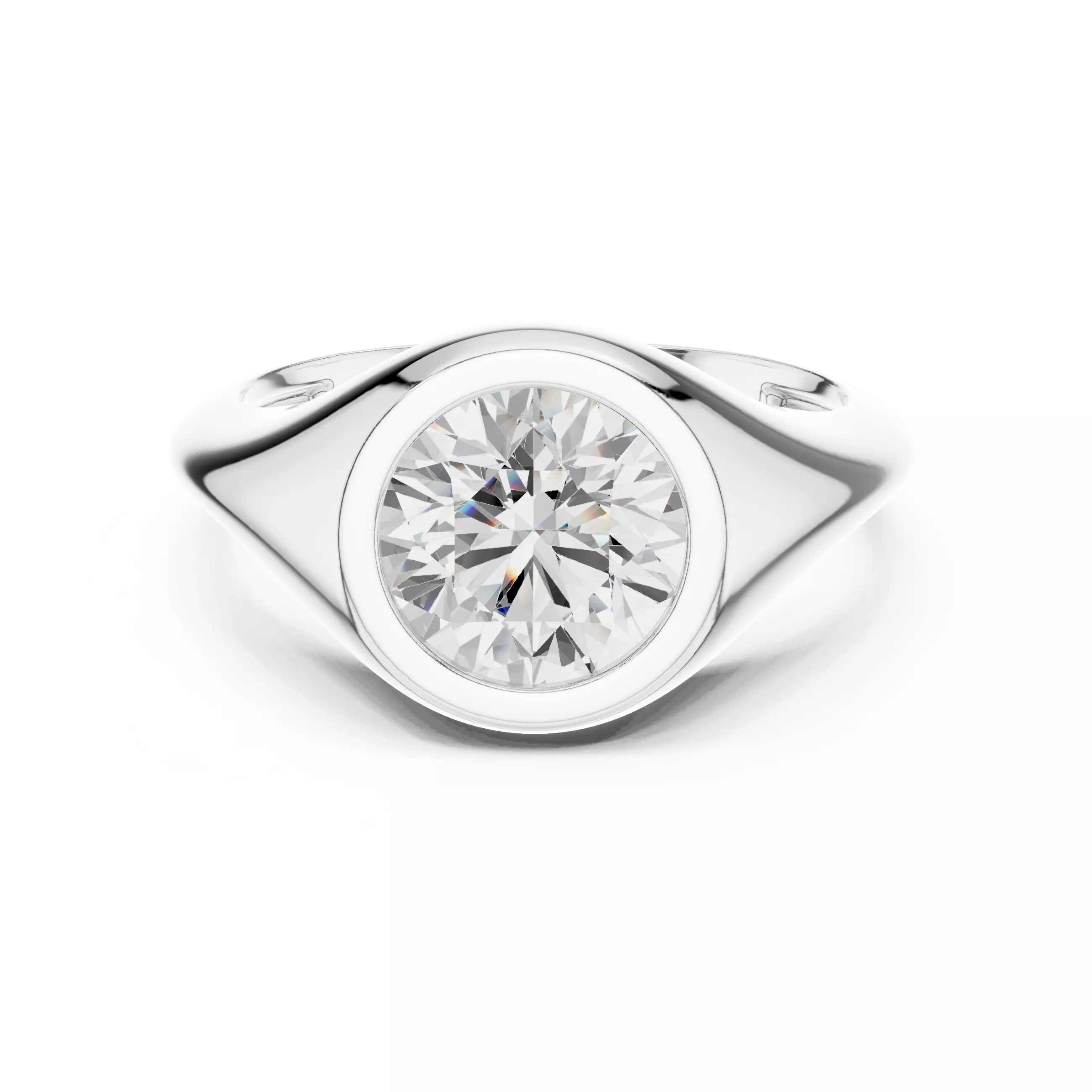 Solitaire Bezel Set Round Cut Diamond Engagement Ring  Video 3D print model_2